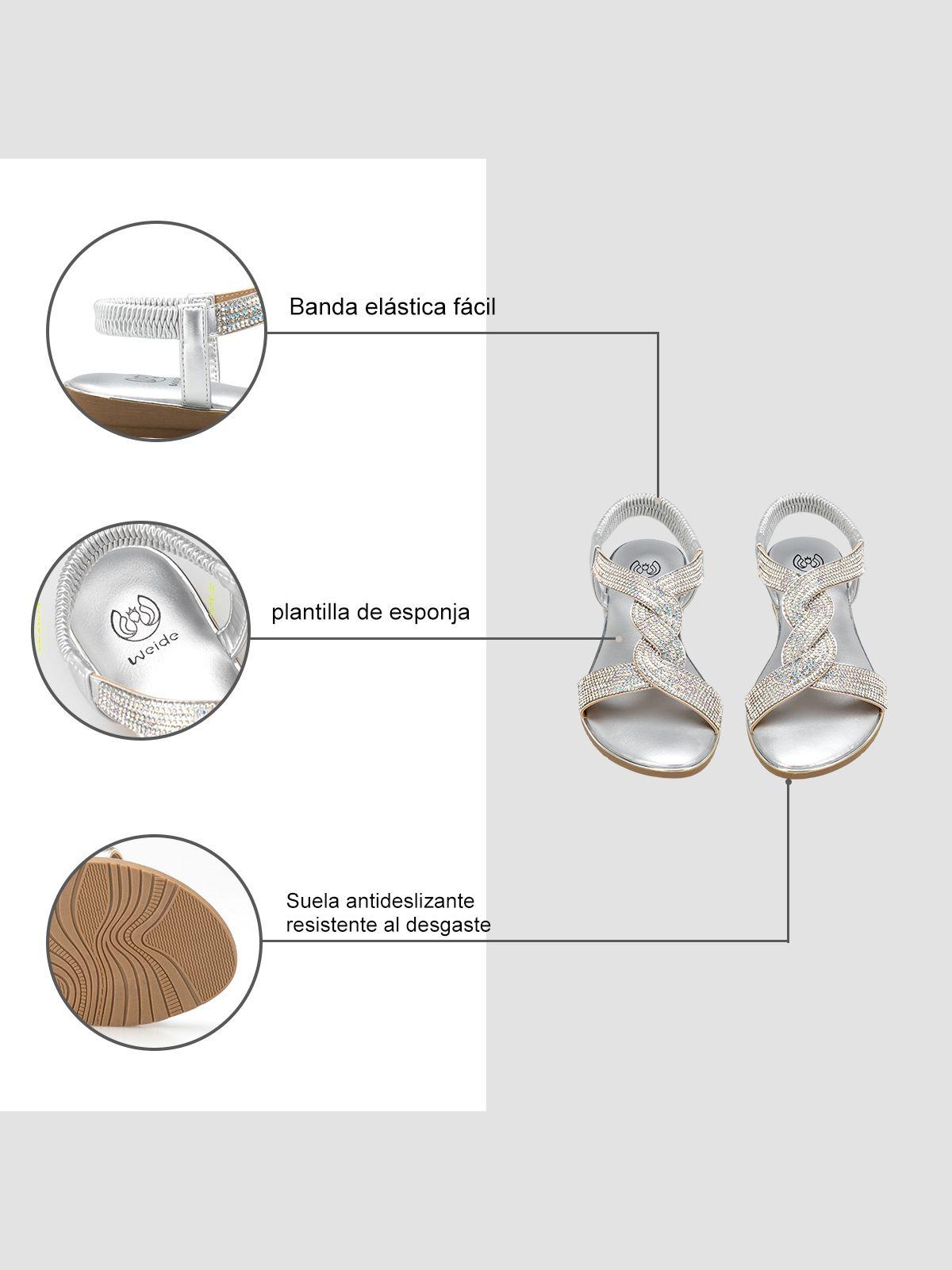 Sandalia Plana Plateado Casual JS56 Weide-5