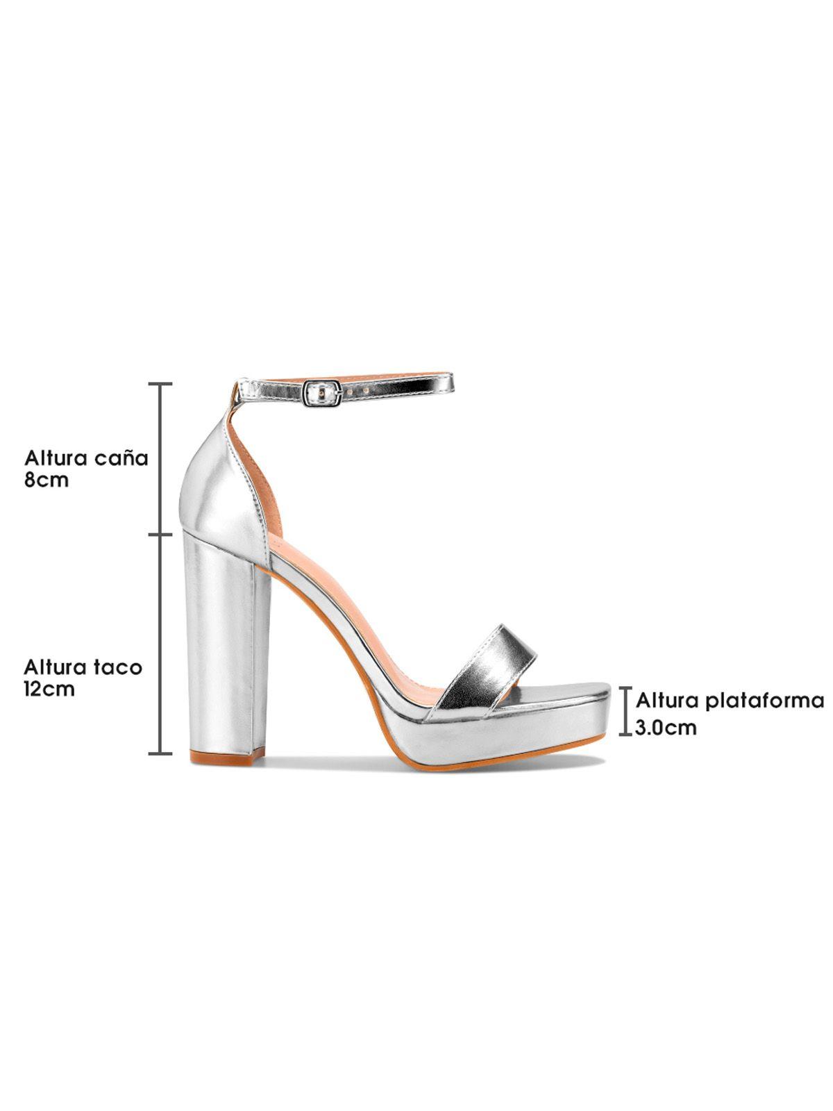 Sandalia Taco Fiesta Plateada Mujer Weide YOU189-6