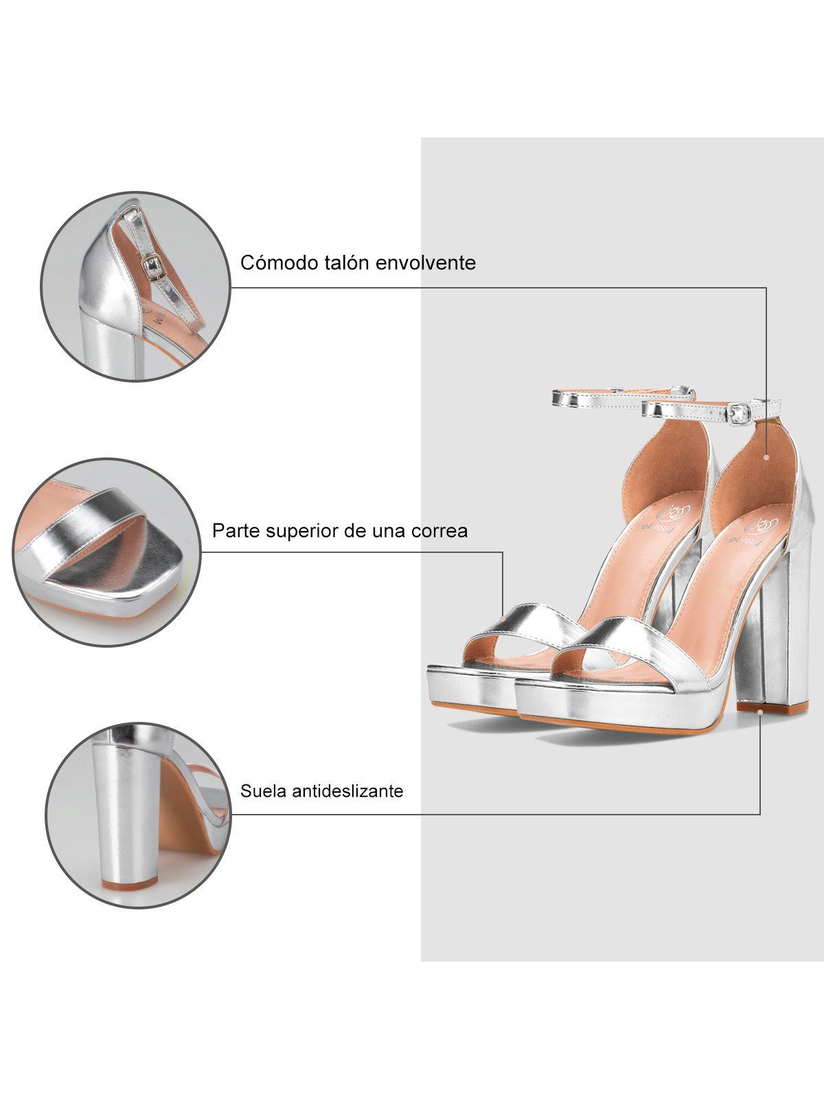 Sandalia Taco Fiesta Plateada Mujer Weide YOU189-7