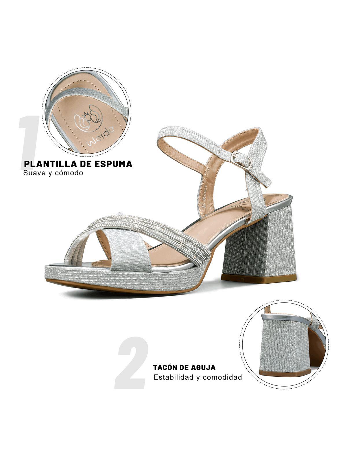 Sandalia Taco De Moda Con Pedrería Mujer Weide You536-5