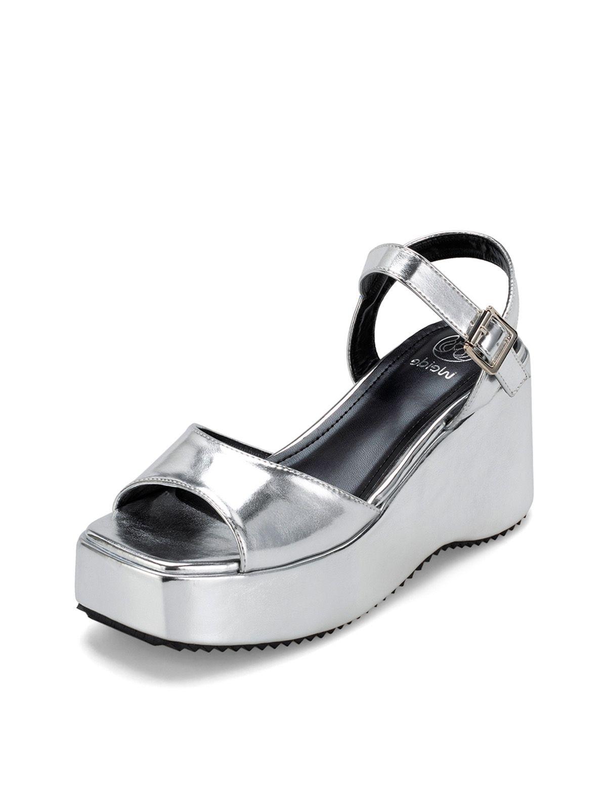 Sandalia Plataforma Plateado Casual LT105 Weide-0