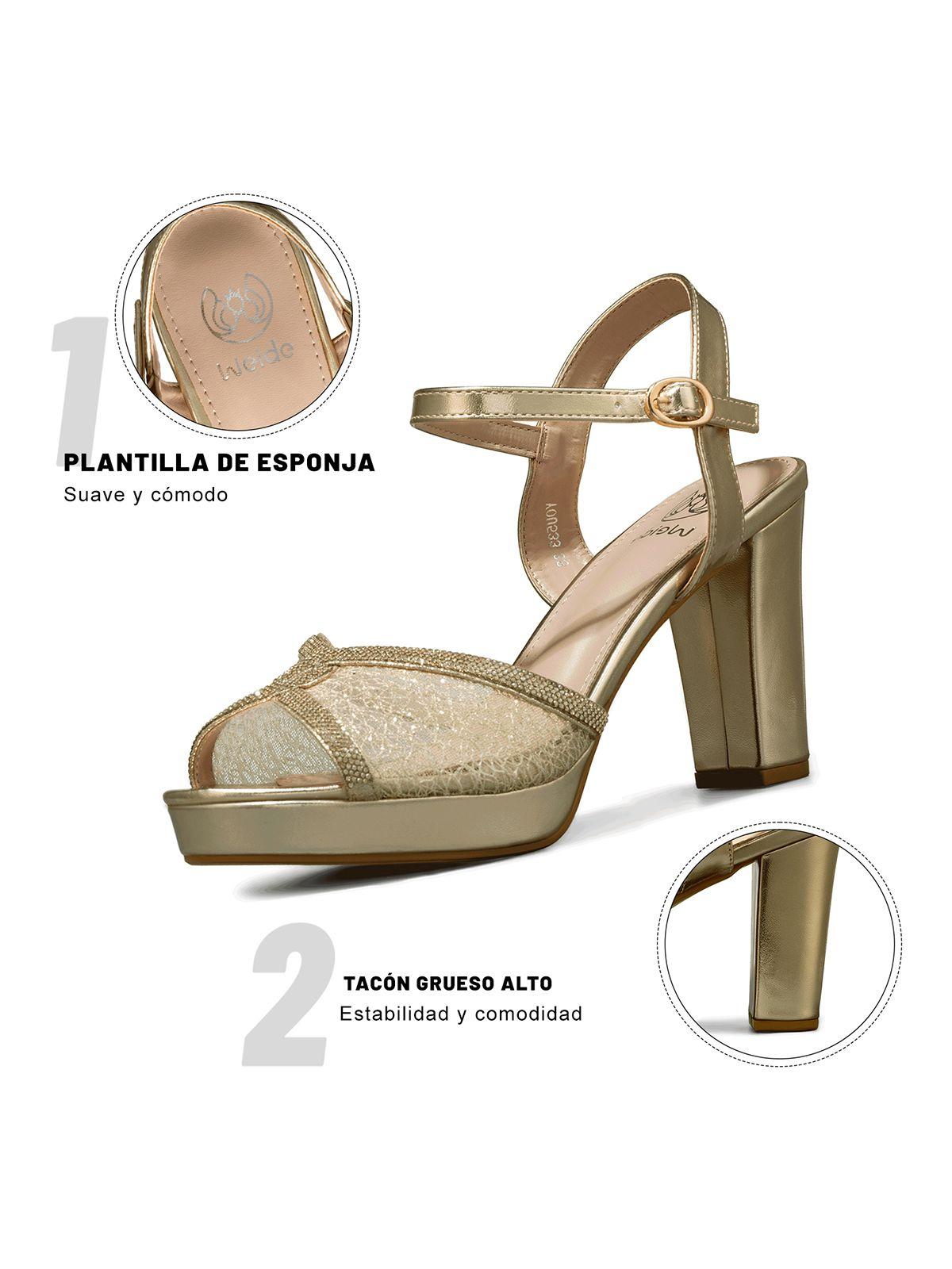 Sandalia Taco Alto Pedrería Fiesta Mujer Weide YOU533-6