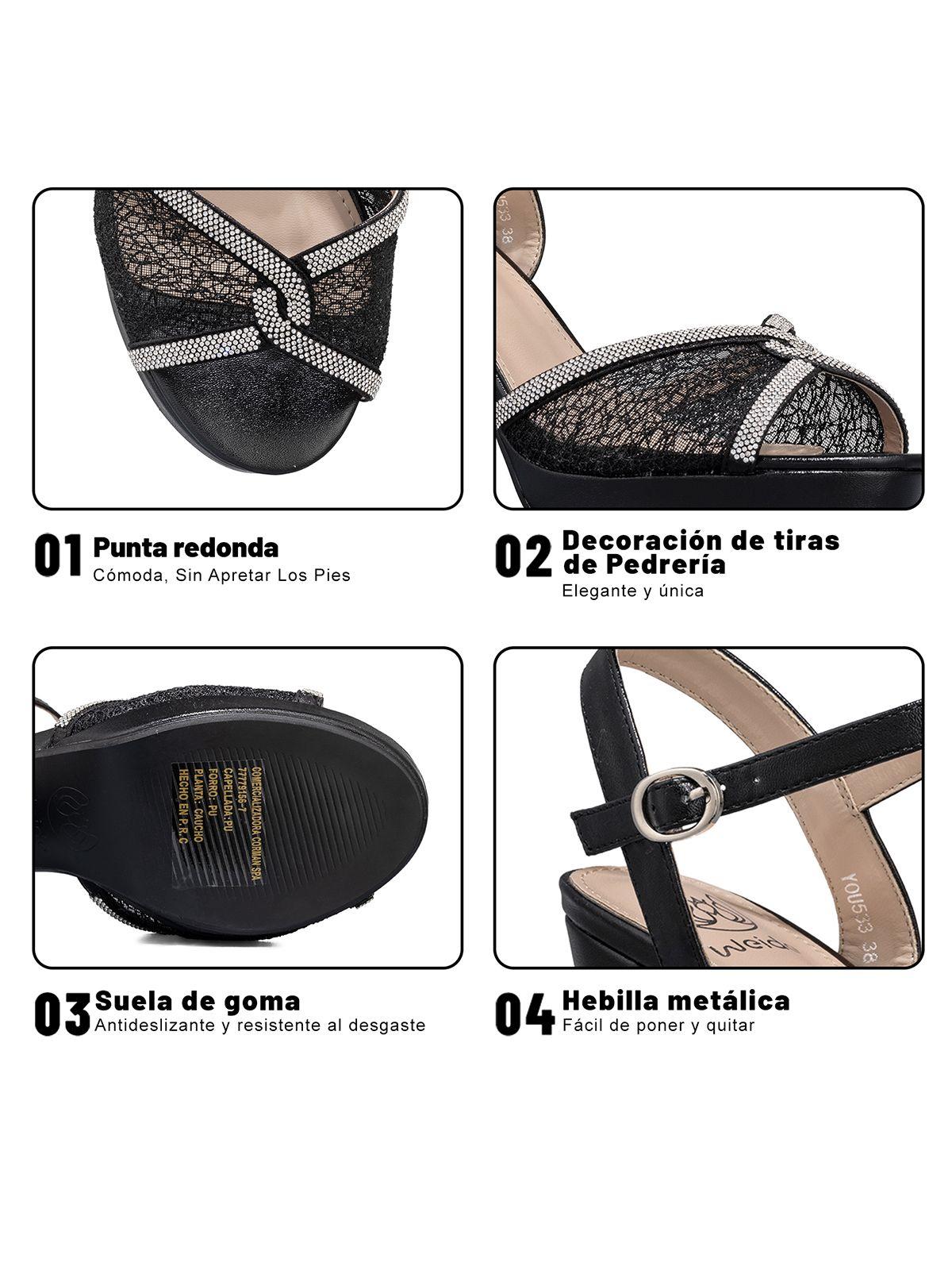 Sandalia Taco Alto Pedrería Fiesta Mujer Weide YOU533-8