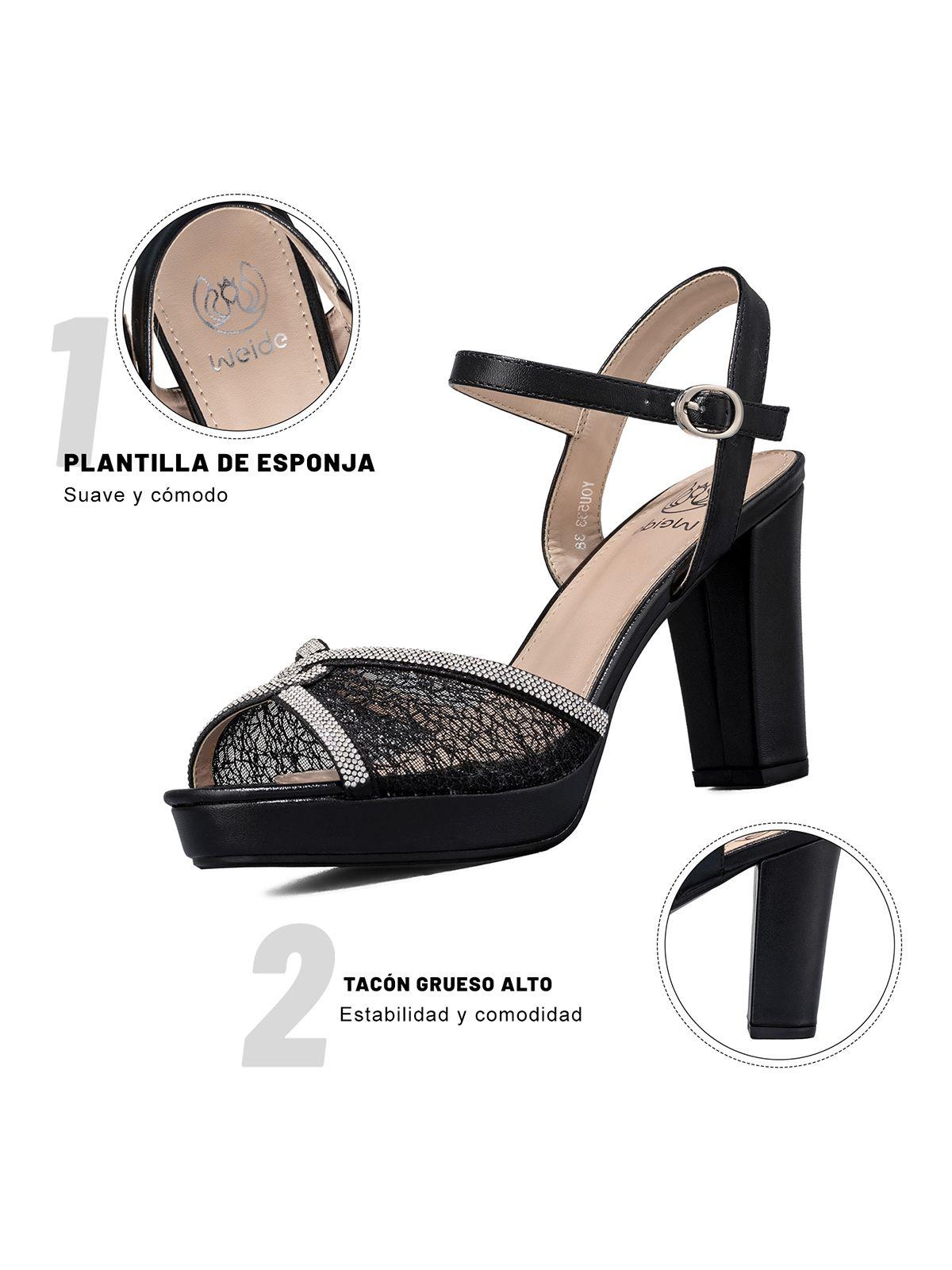 Sandalia Taco Alto Pedrería Fiesta Mujer Weide YOU533-9