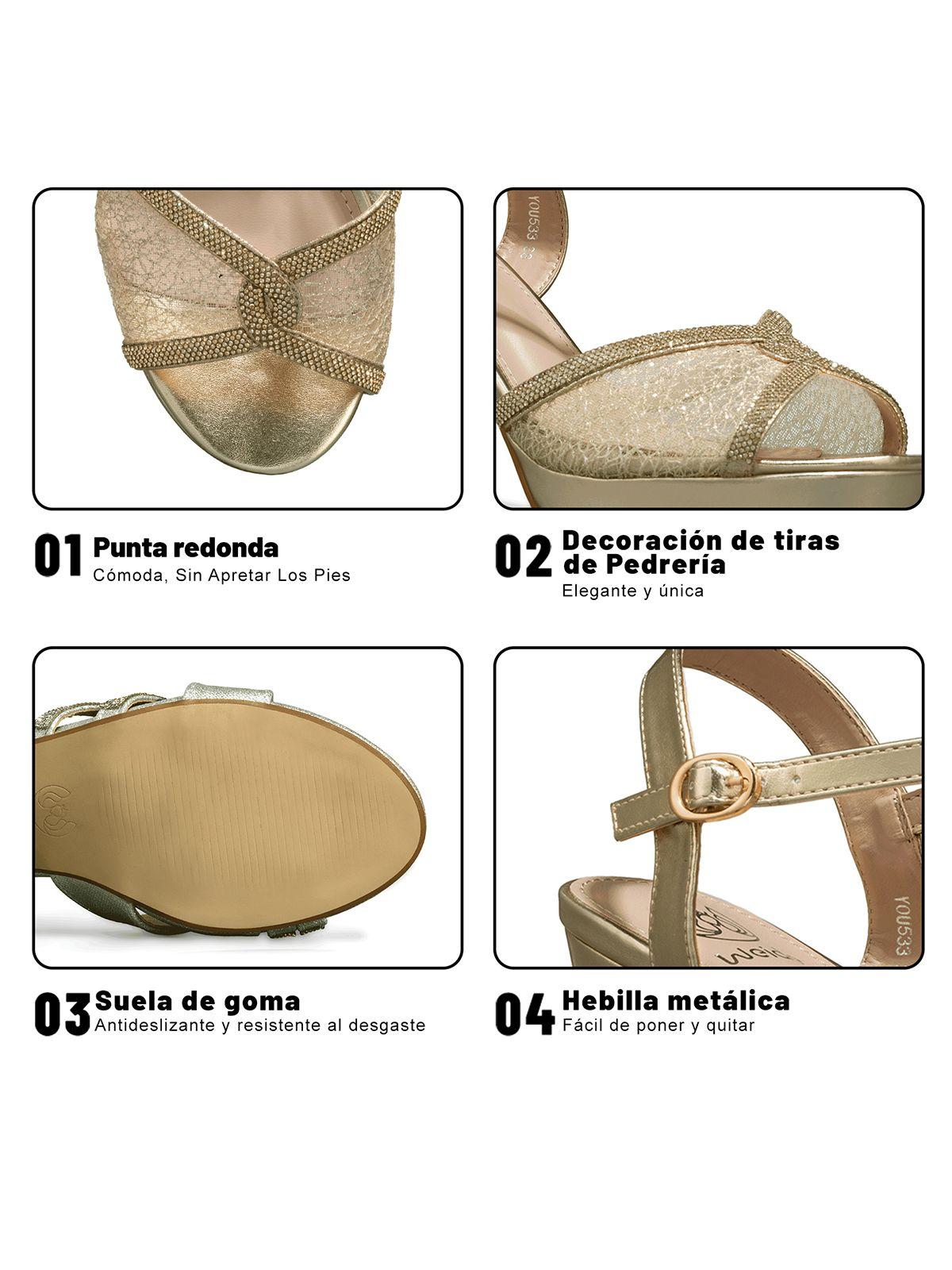 Sandalia Taco Alto Pedrería Fiesta Mujer Weide YOU533-7