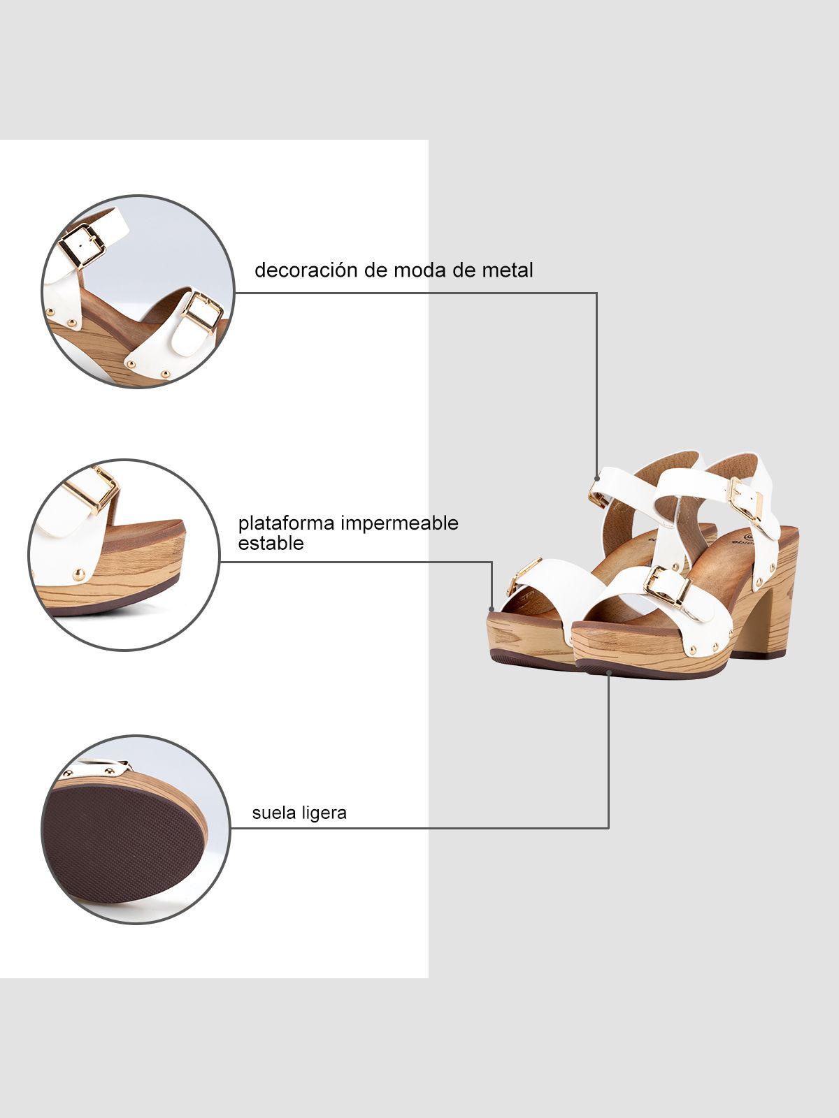 Sandalia Plataforma Blanco Casual JS58 Weide-7
