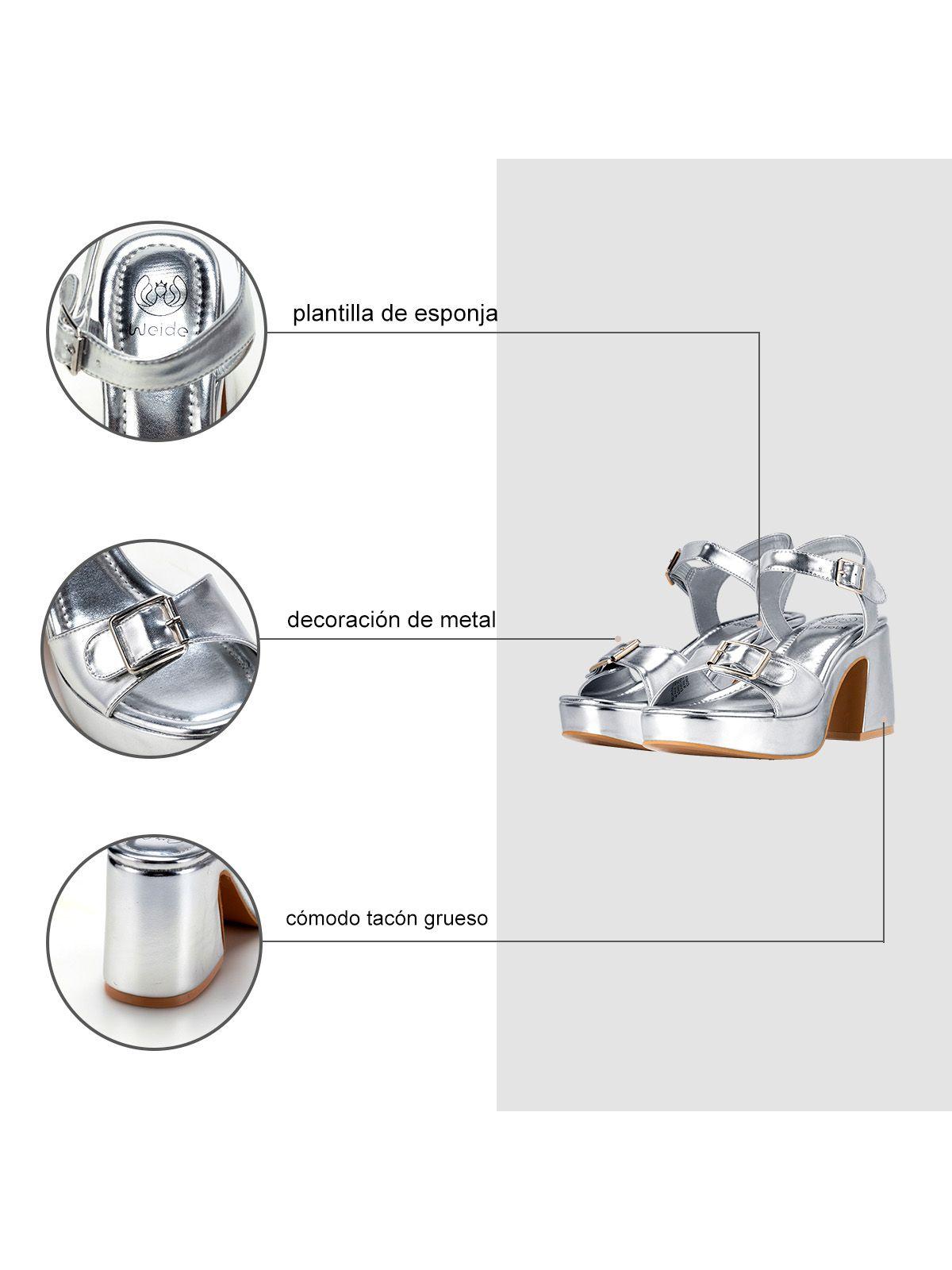 Sandalia Plataforma Plateado Fiesta LT102 Weide-5