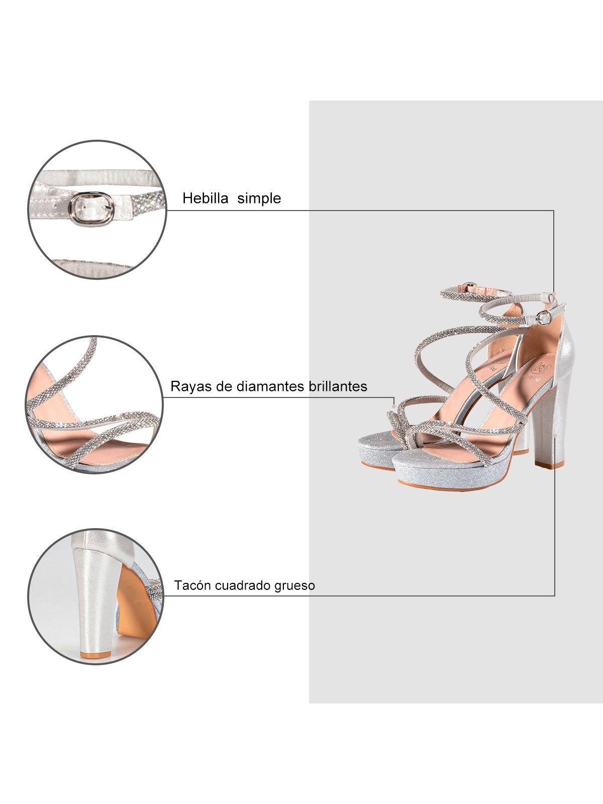 Sandalia Taco Alto Plateado Fiesta QIU332 Weide-5
