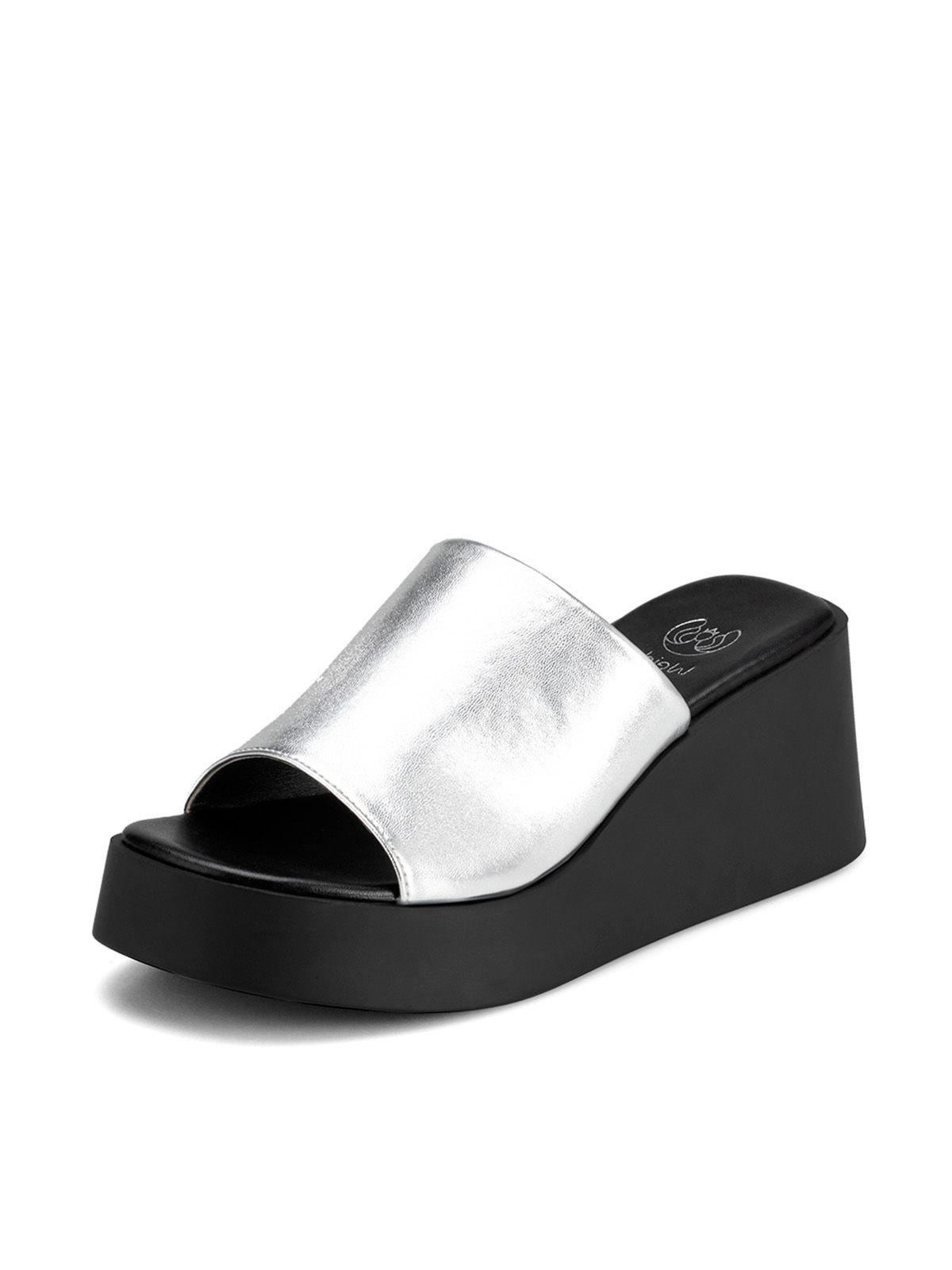 Sandalia Casual Plataforma Plateada Mujer Weide QIU330-0