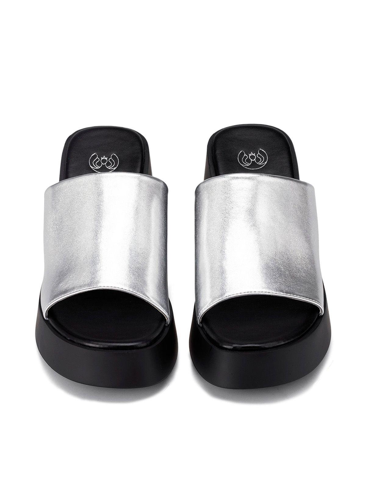 Sandalia Casual Plataforma Plateada Mujer Weide QIU330-2