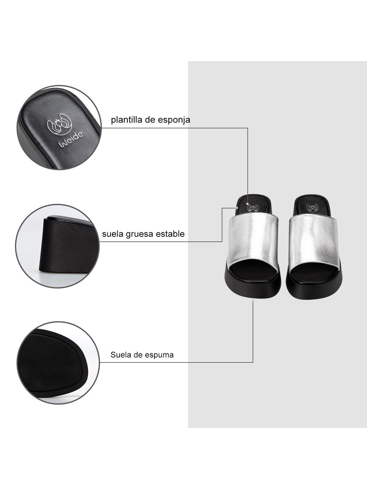 Sandalia Casual Plataforma Plateada Mujer Weide QIU330-7