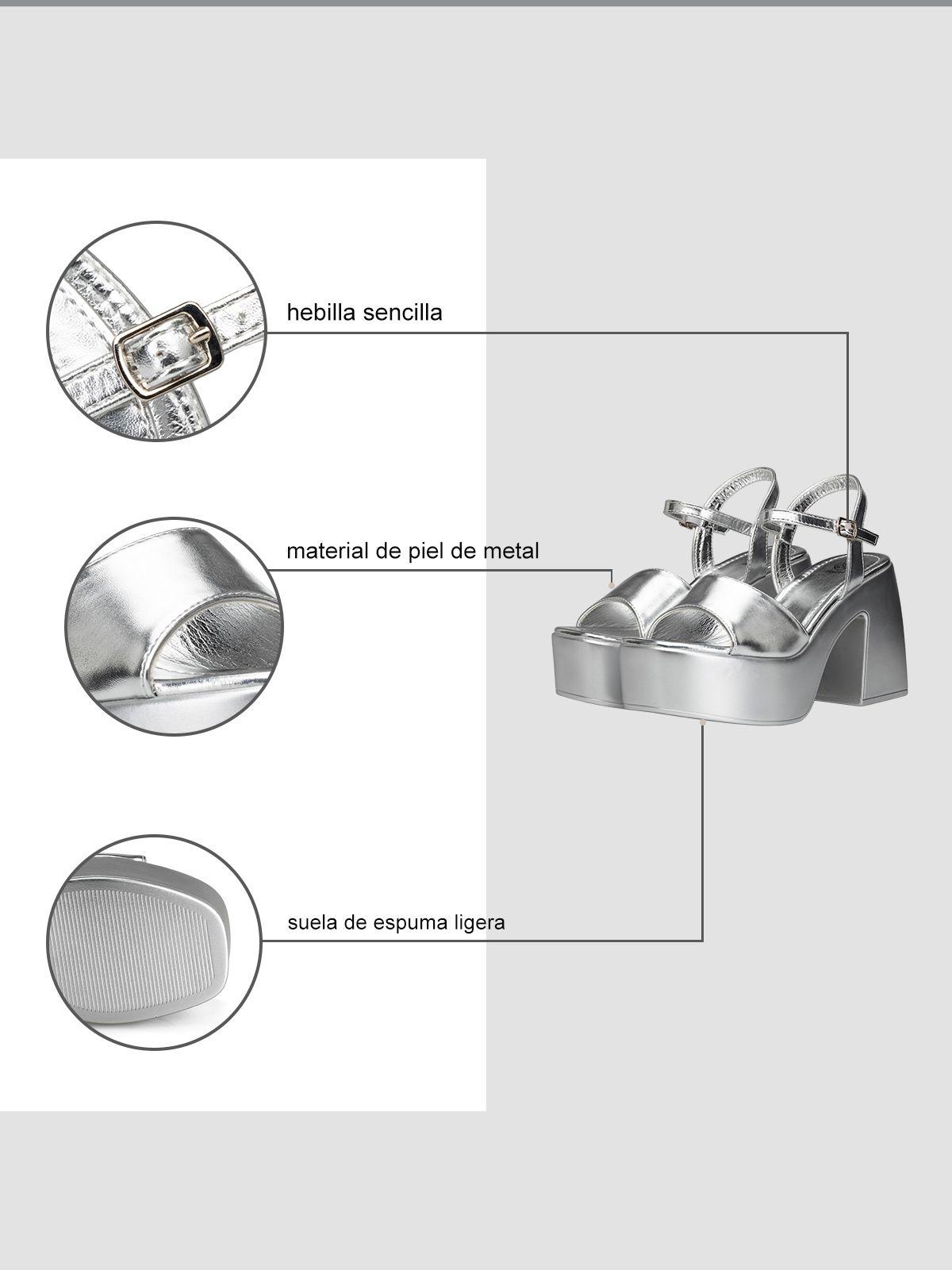 Sandalia Plataforma Plateado Fiesta YJ22 Weide-5