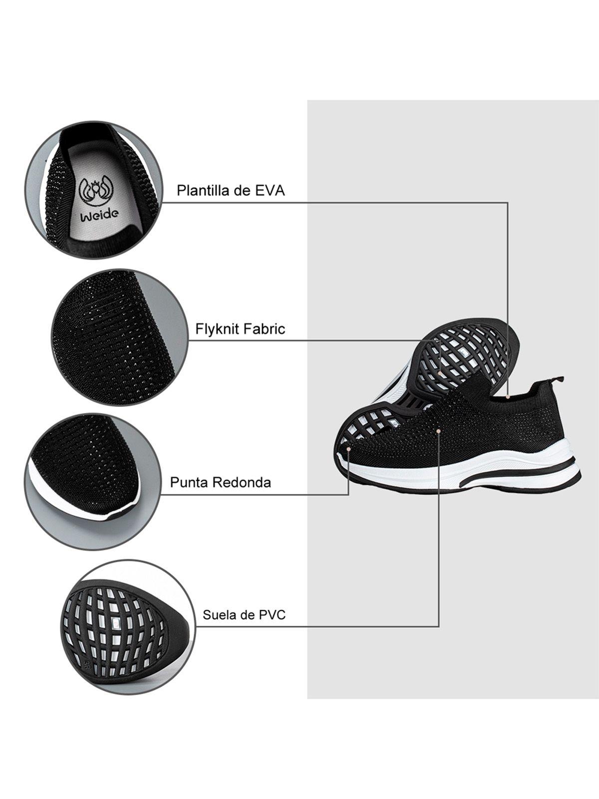 Zapatilla Negro Casual Mujer Weide TFA197-6