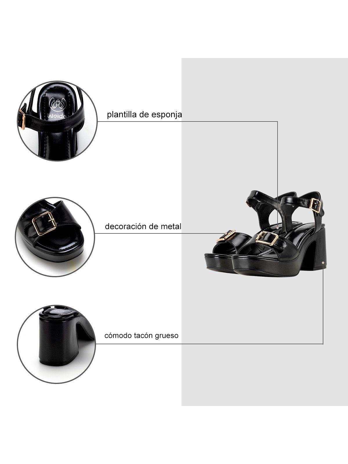 Sandalia Plataforma Negro Fiesta LT102 Weide-5