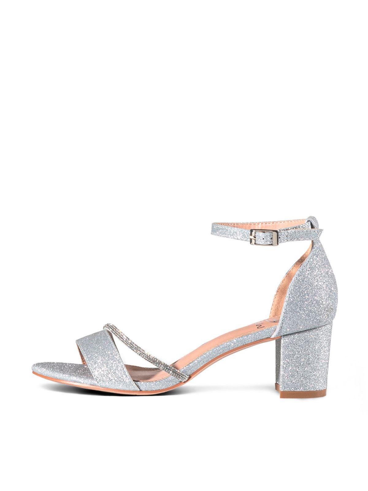 Sandalia Taco Fiesta Plateada  Mujer Weide YOU132-1