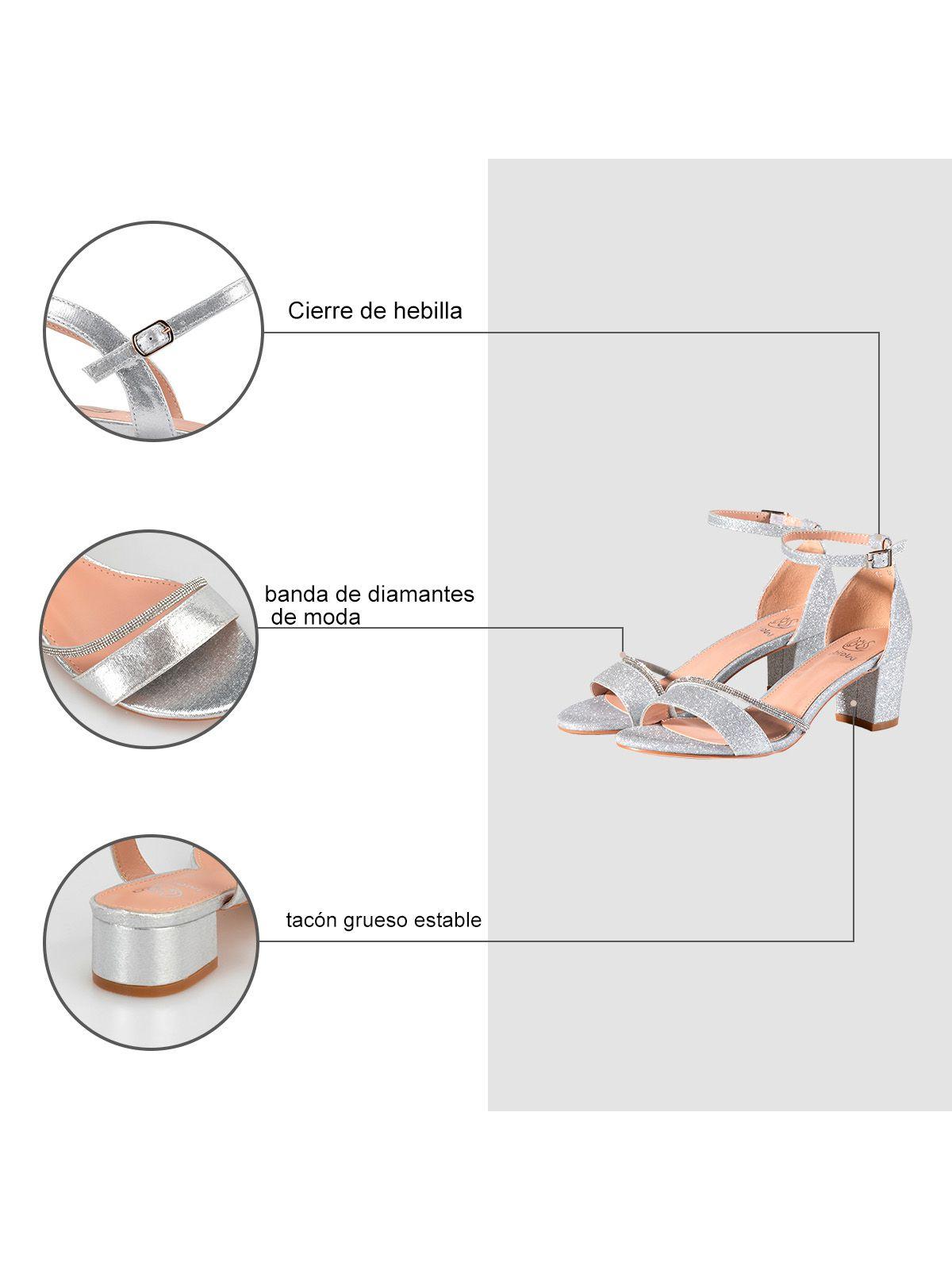 Sandalia Taco Fiesta Plateada  Mujer Weide YOU132-6