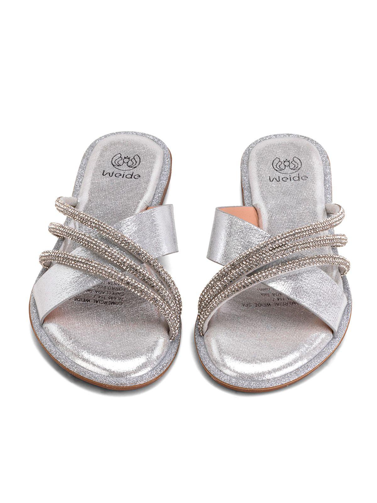 Sandalia Plana Plateado Casual JN33 Weide-2