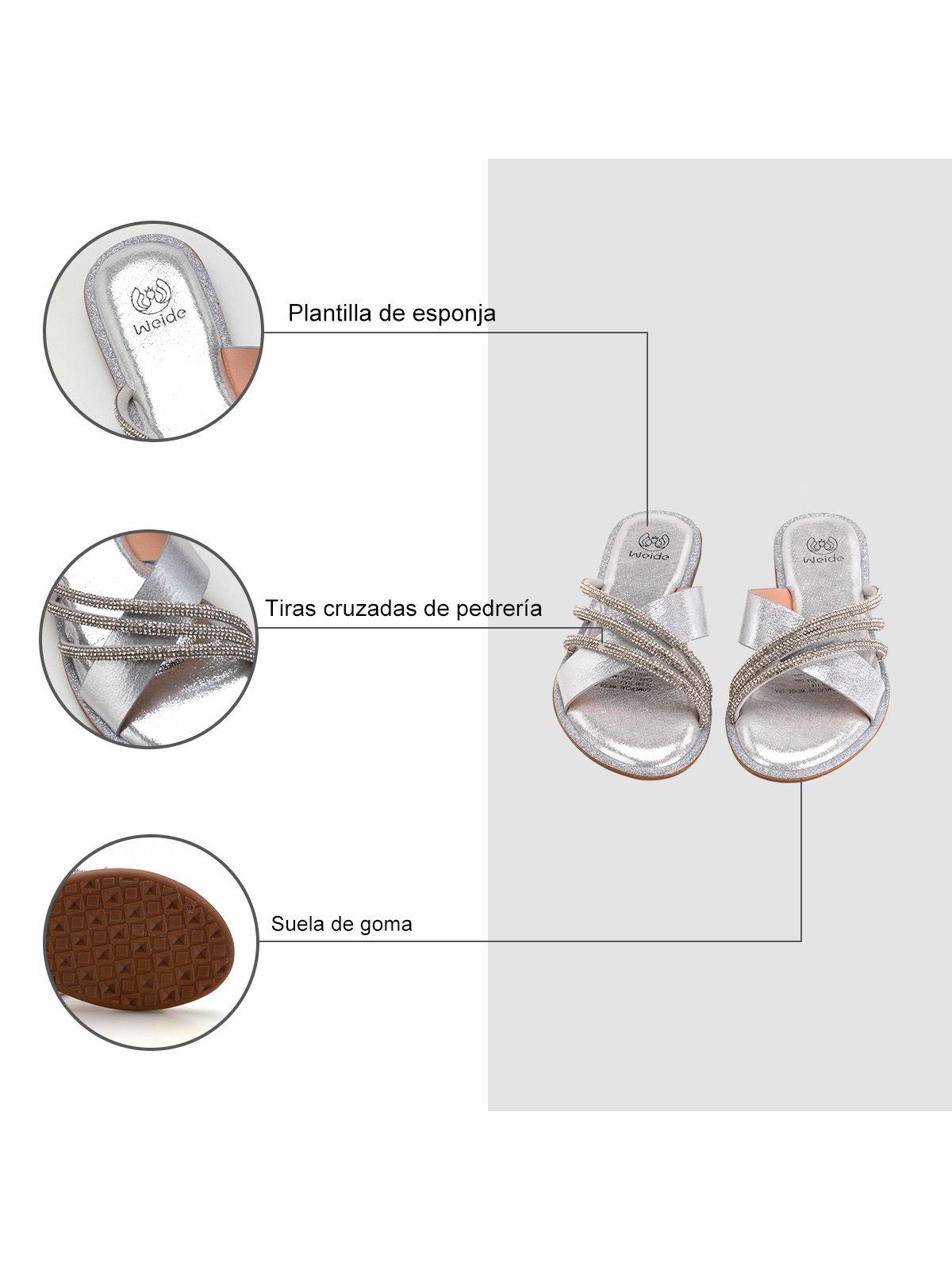 Sandalia Plana Plateado Casual JN33 Weide-4