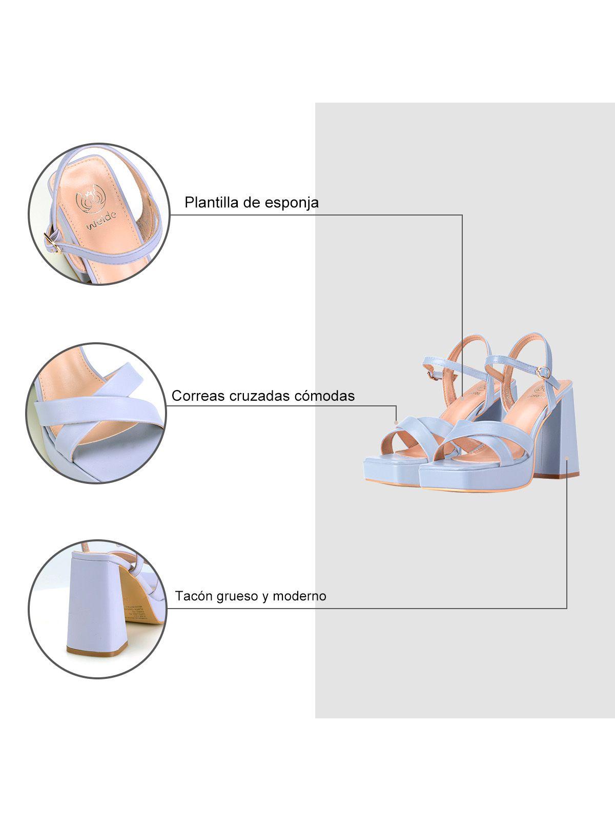 Sandalia Taco Alto Morado Casual TFA186 Weide-5