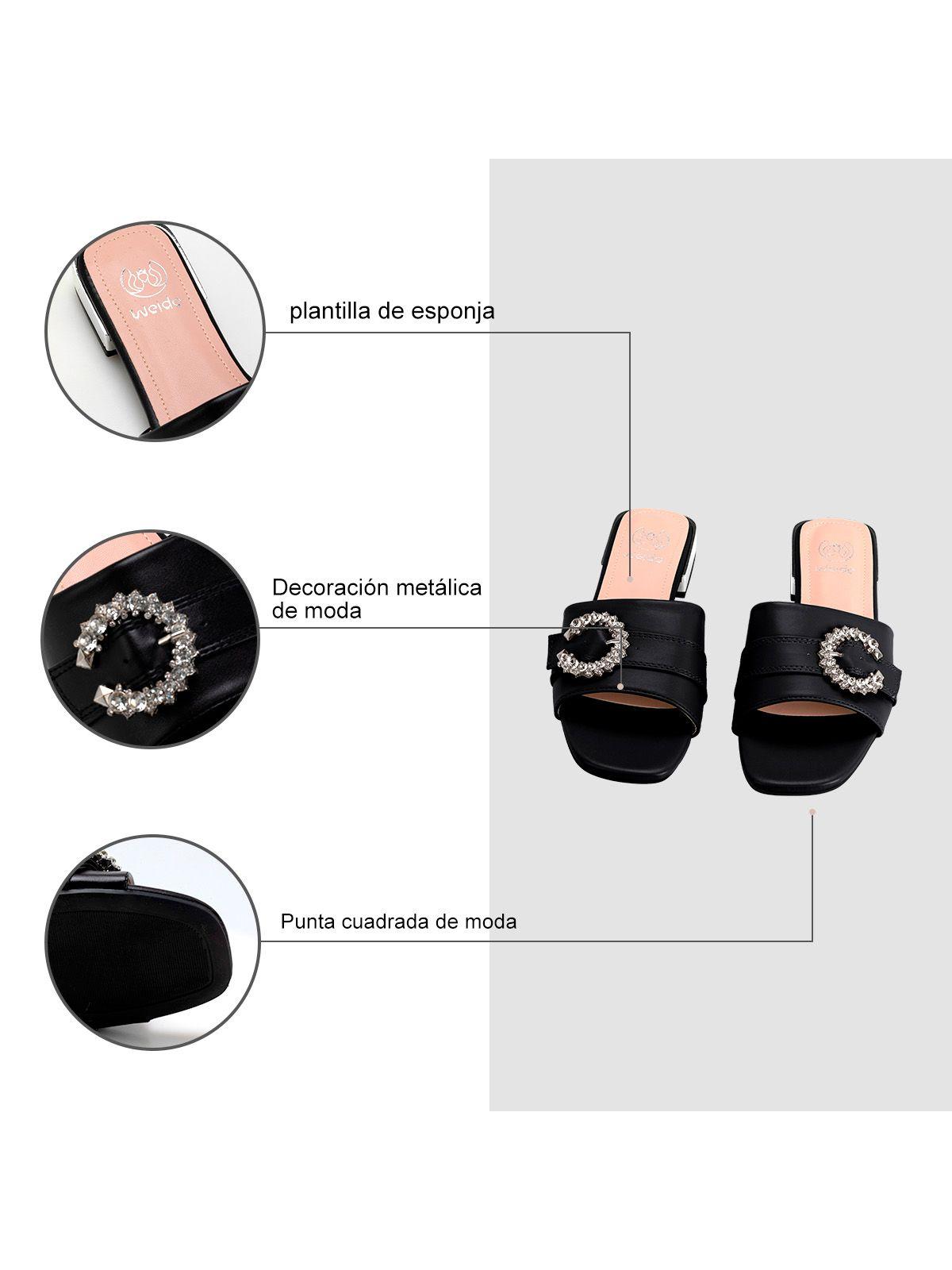 Sandalia Taco Negro Casual QIU306 Weide-5