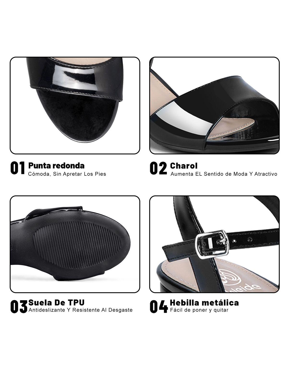 Sandalia Casual Taco Negra Mujer Weide GH64-7