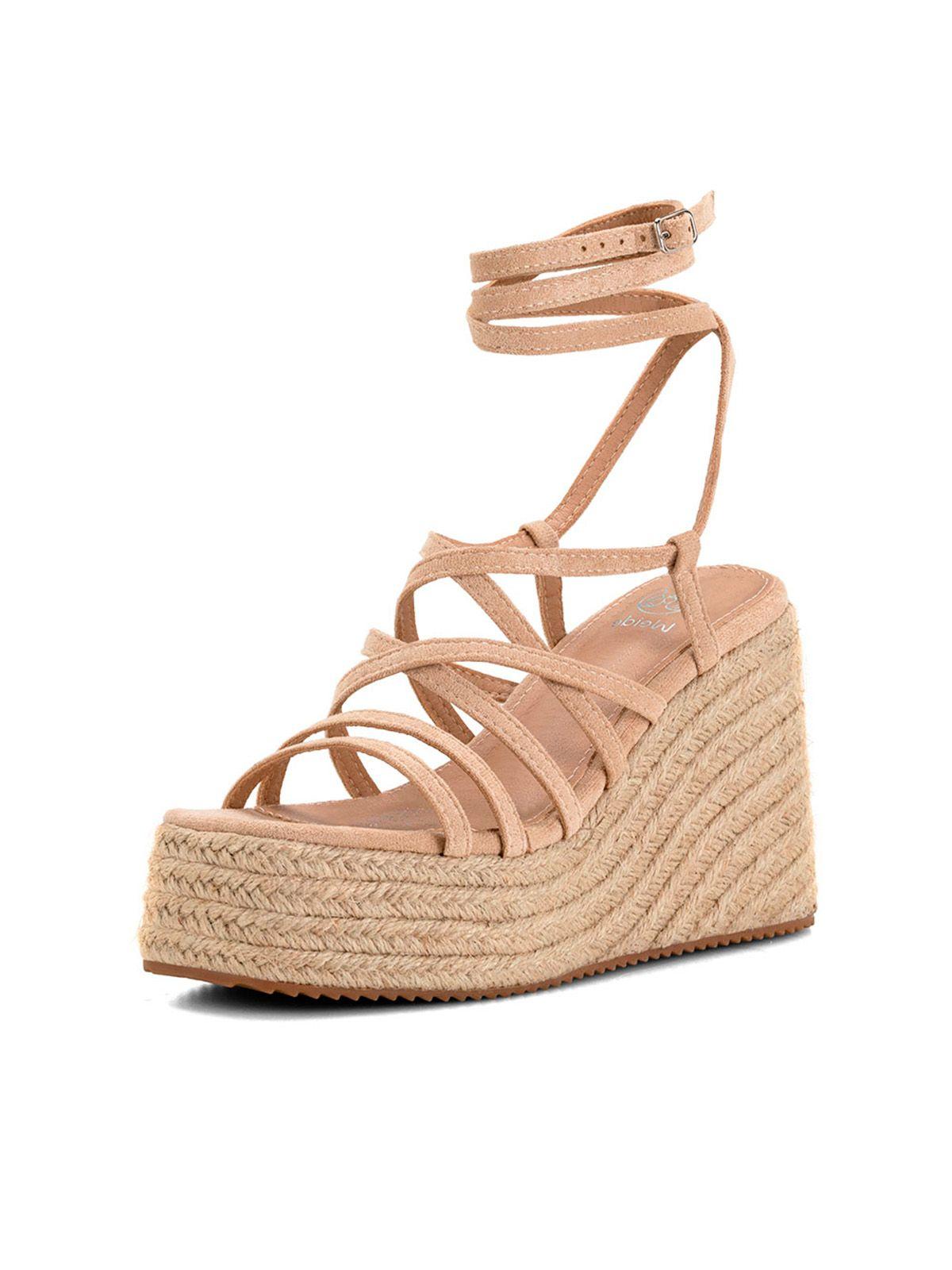 Sandalia Plataforma Beige Casual QIU322 Weide-0