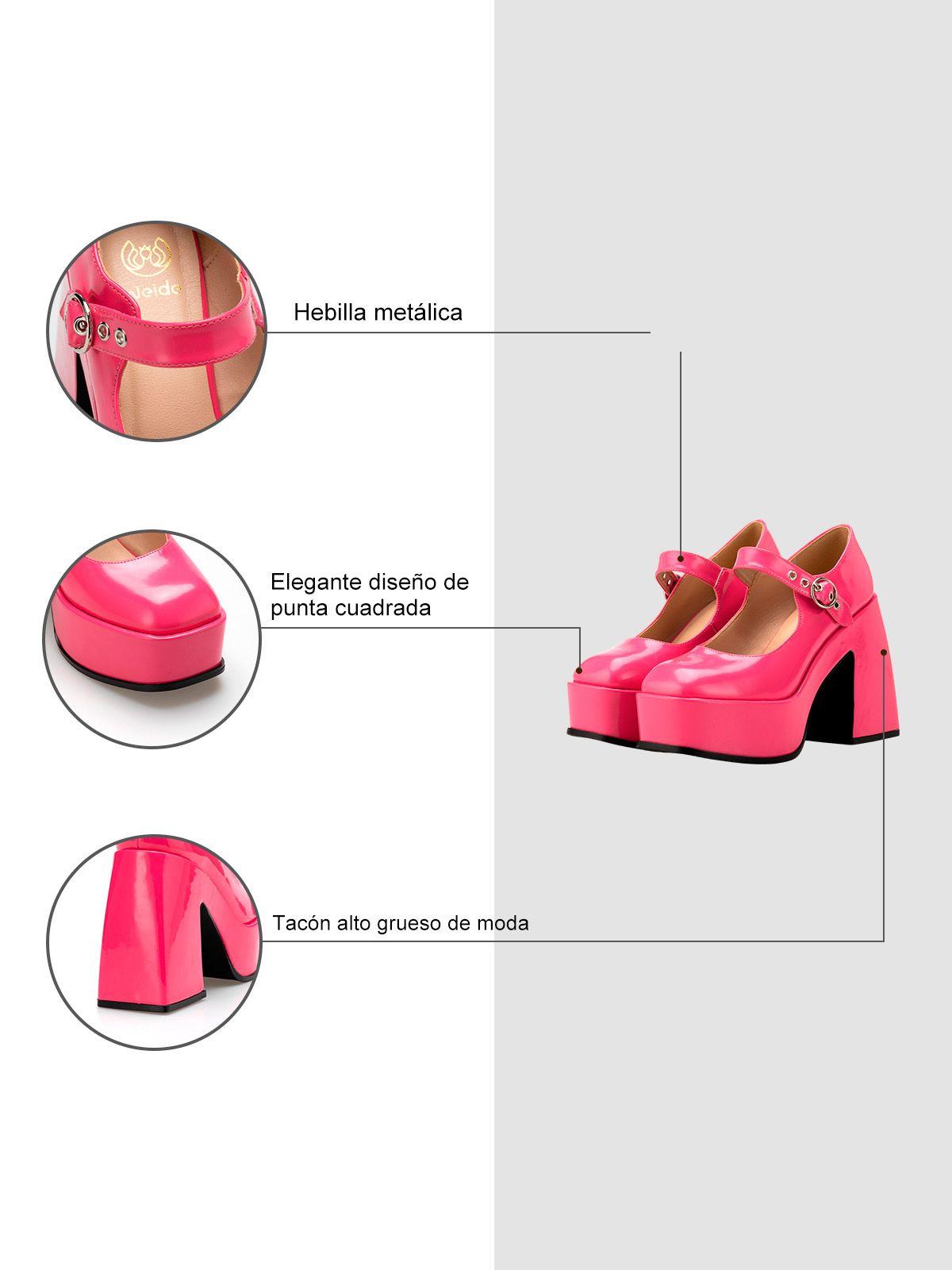 Zapato Taco Alto  Rosado Casual YL52 Weide-5
