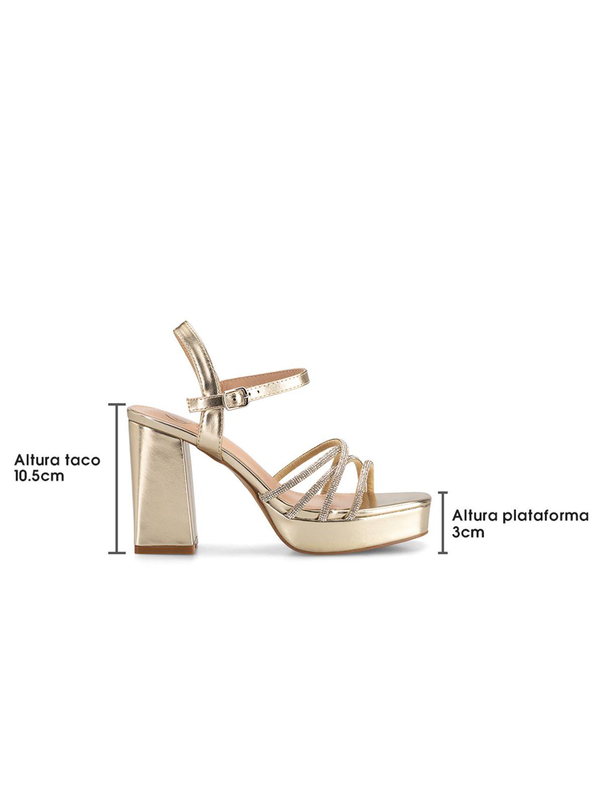 Sandalia Eco Cuero Taco Dorado  Fiesta Mujer Weide YOU205-6