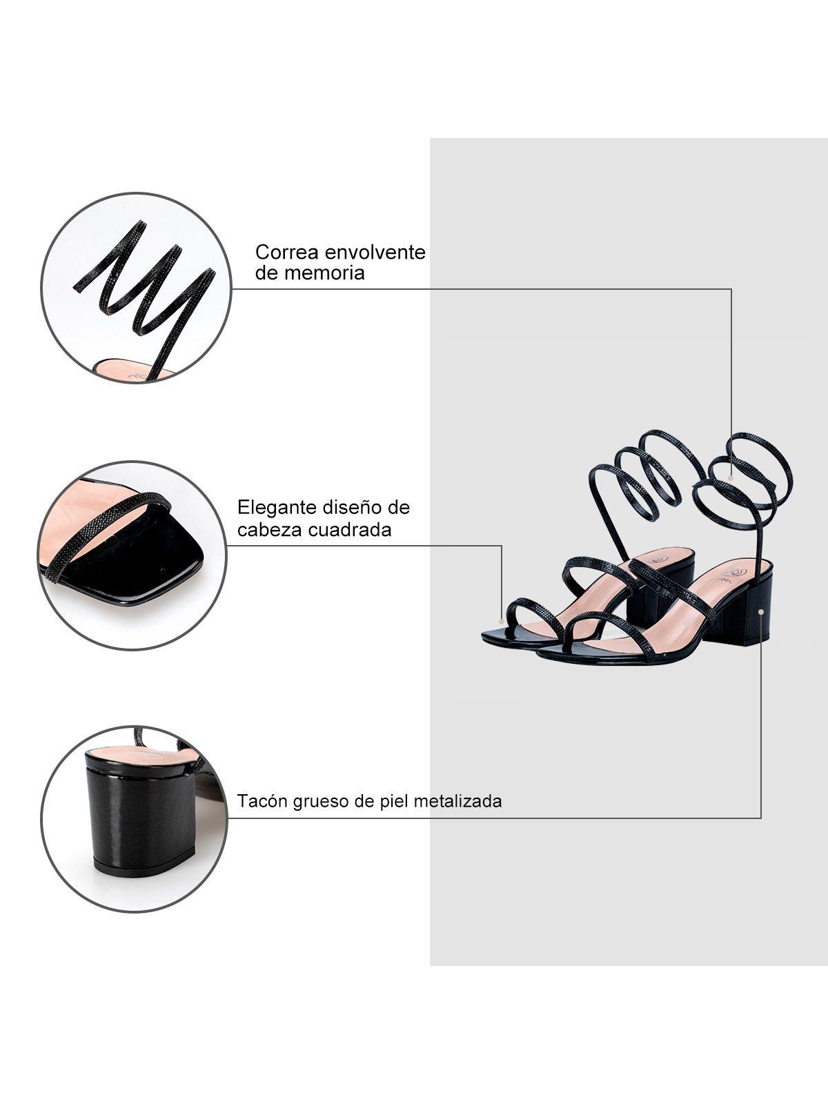 Sandalia Taco Negro Fiesta QIU298 Weide-5