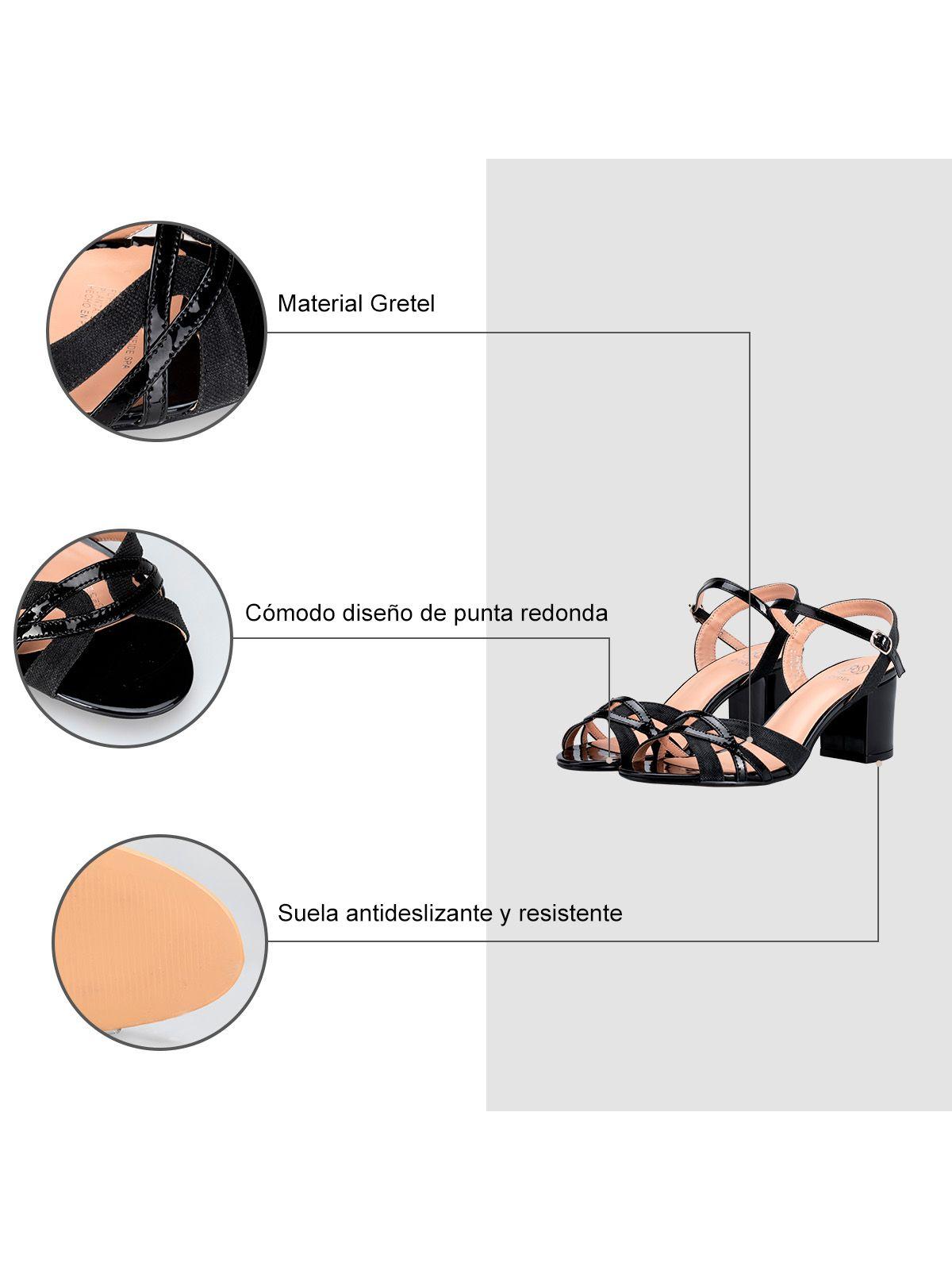 Sandalia Taco Negro Fiesta QIU317 Weide-5