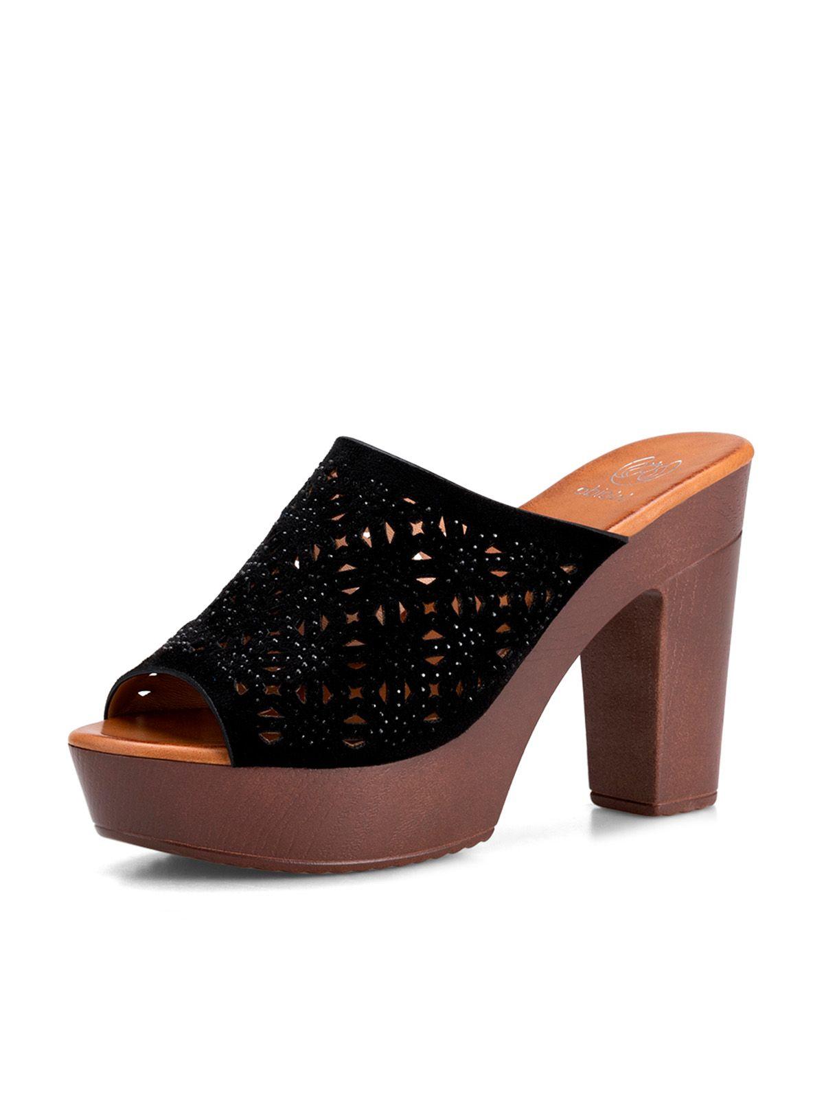 Sandalia Taco Alto Negro Casual QIU328 Weide-0