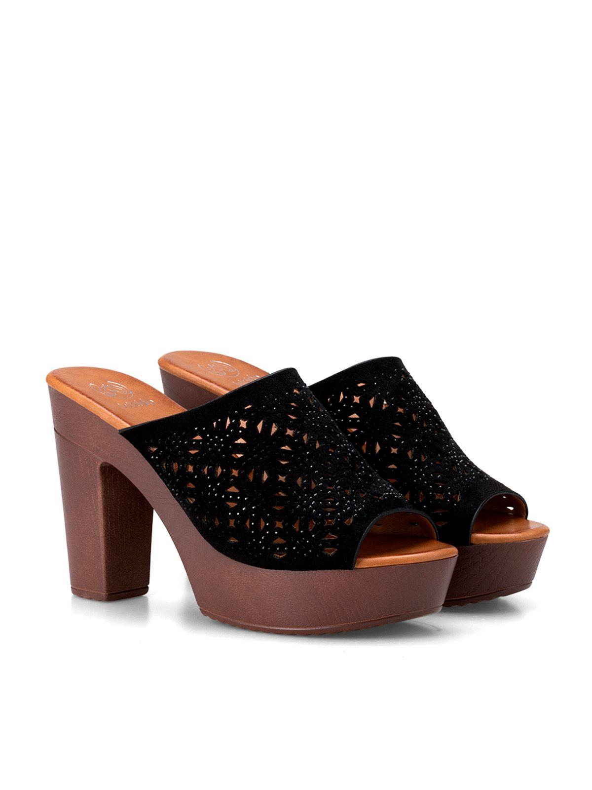 Sandalia Taco Alto Negro Casual QIU328 Weide-2