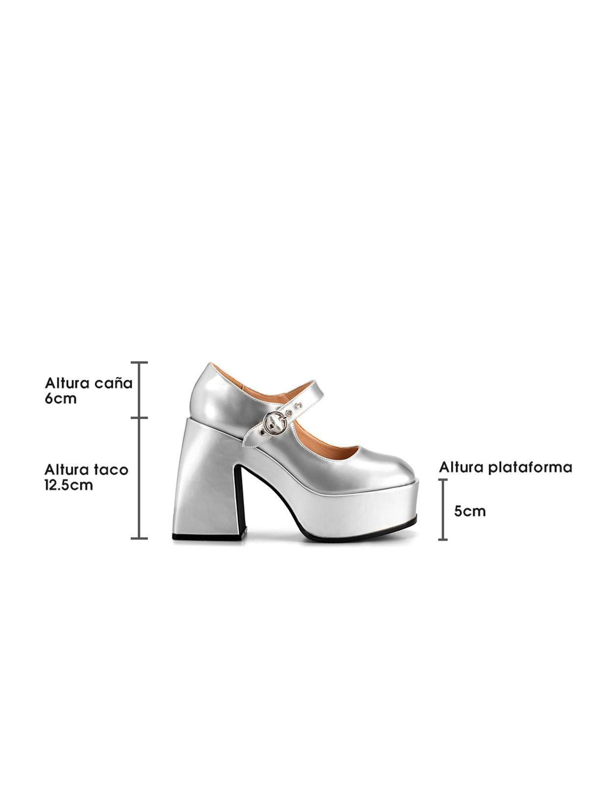 Zapato Taco Alto  Plateado Casual YL52 Weide-5