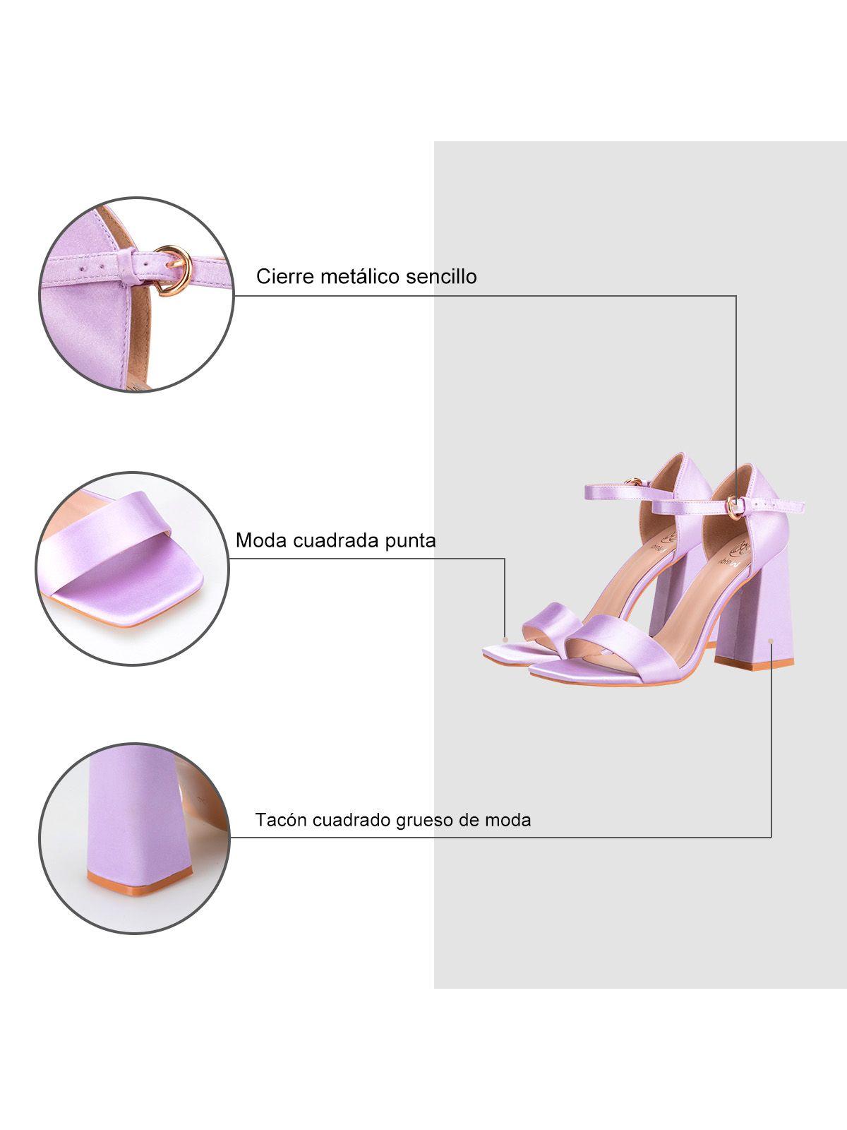 Sandalia Taco Alto Morado Fiesta QIU335 Weide-5