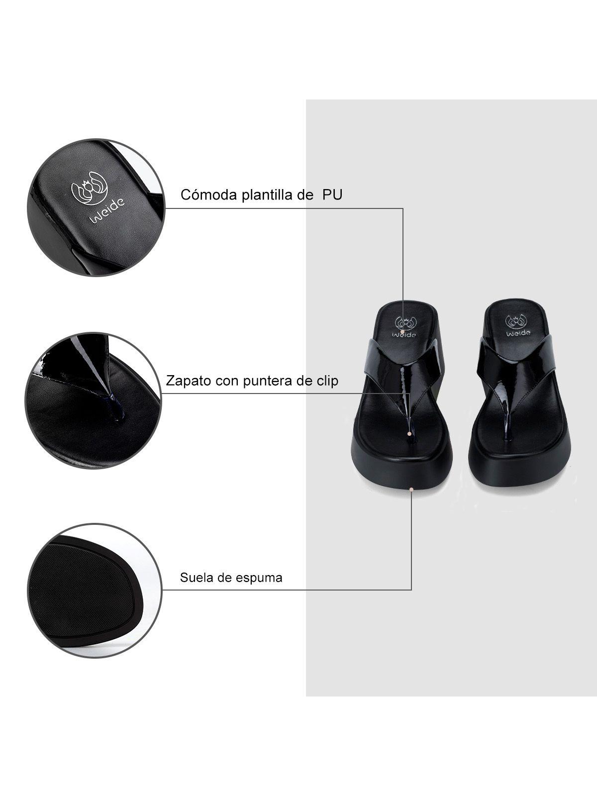 Sandalia Plataforma Negro Casual QIU329 Weide-5