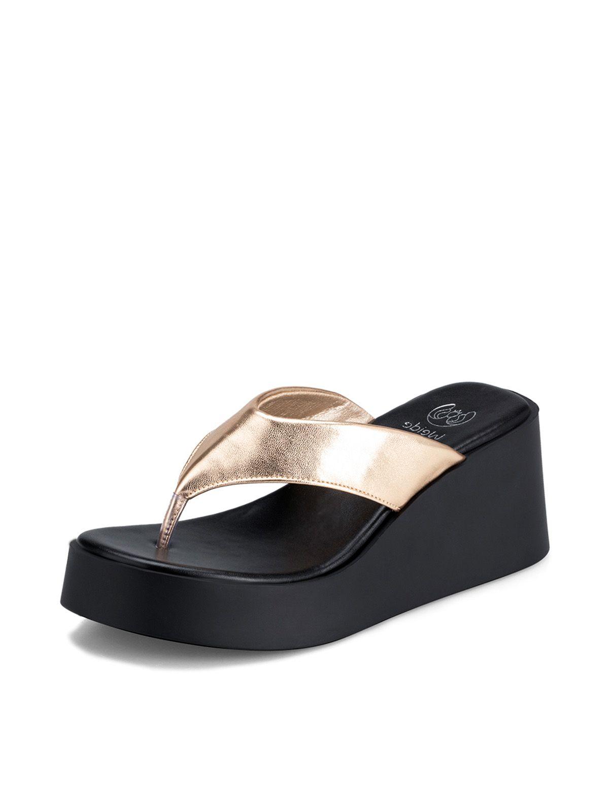 Sandalia Plataforma Dorado Casual QIU329 Weide-0