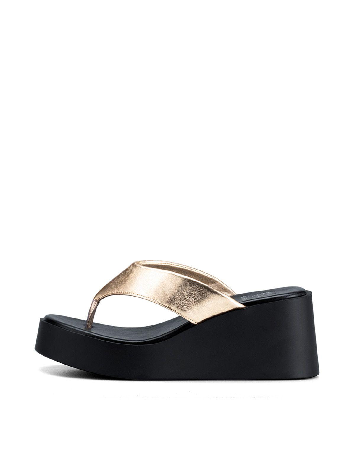 Sandalia Plataforma Dorado Casual QIU329 Weide-1