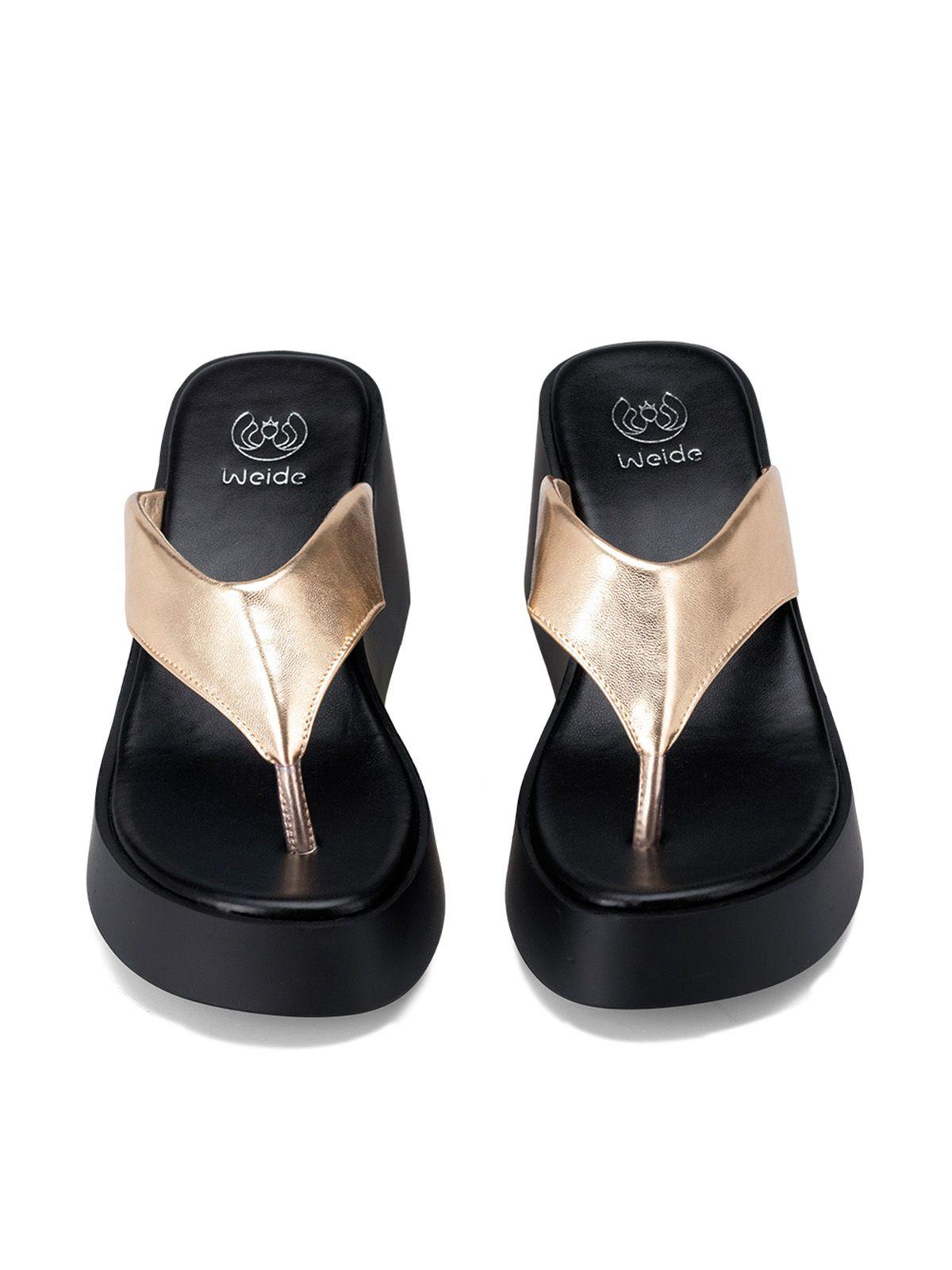 Sandalia Plataforma Dorado Casual QIU329 Weide-2