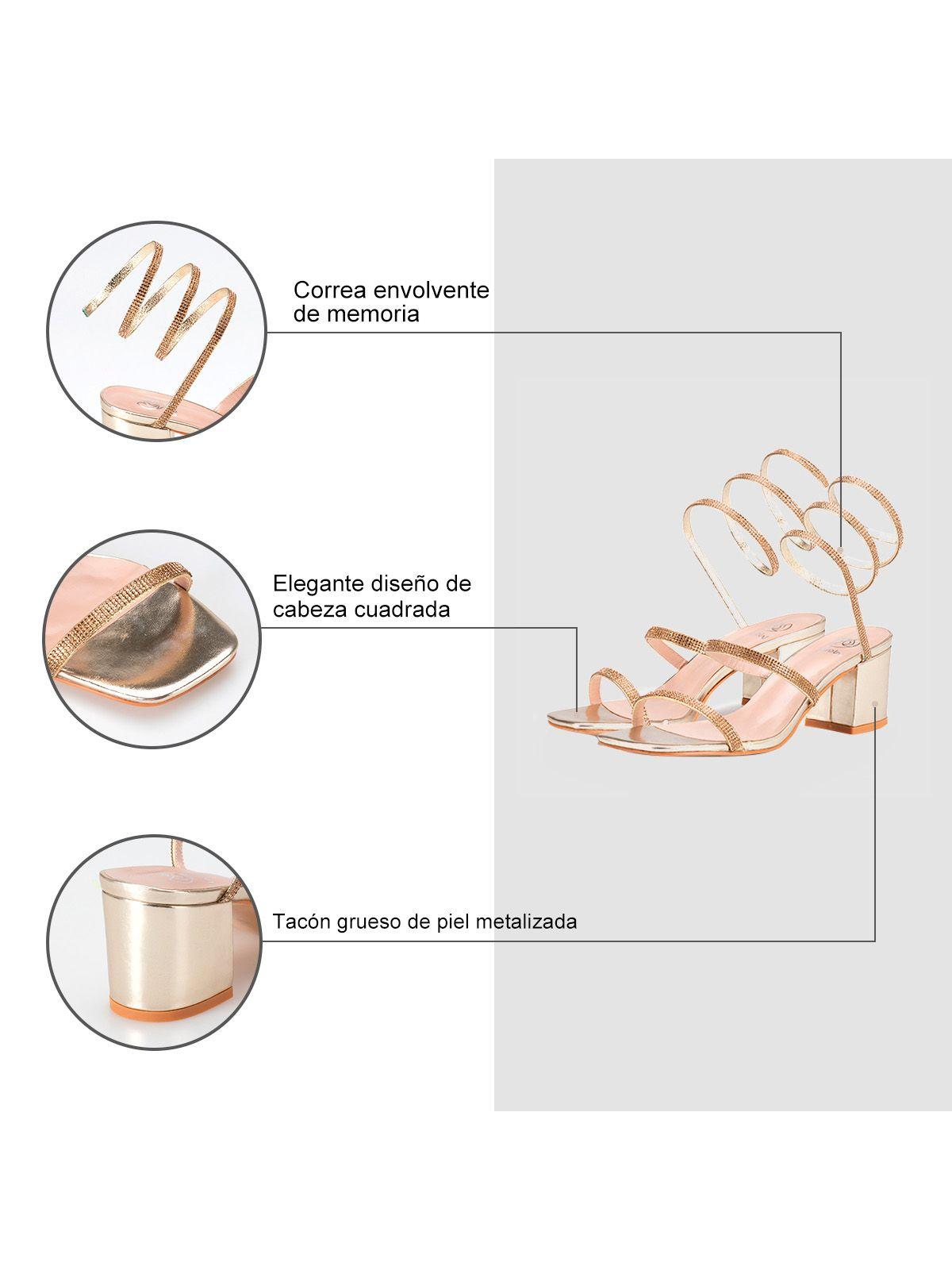 Sandalia Taco Dorado Fiesta QIU298 Weide-5