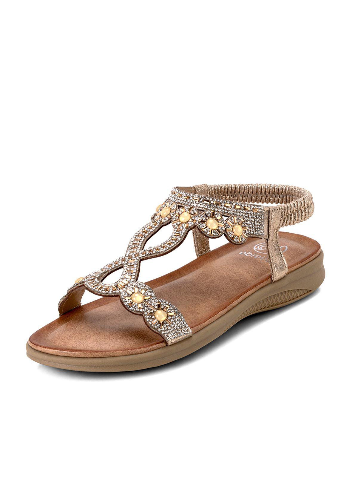 Sandalia Plana Dorado Casual JS53 Weide-0