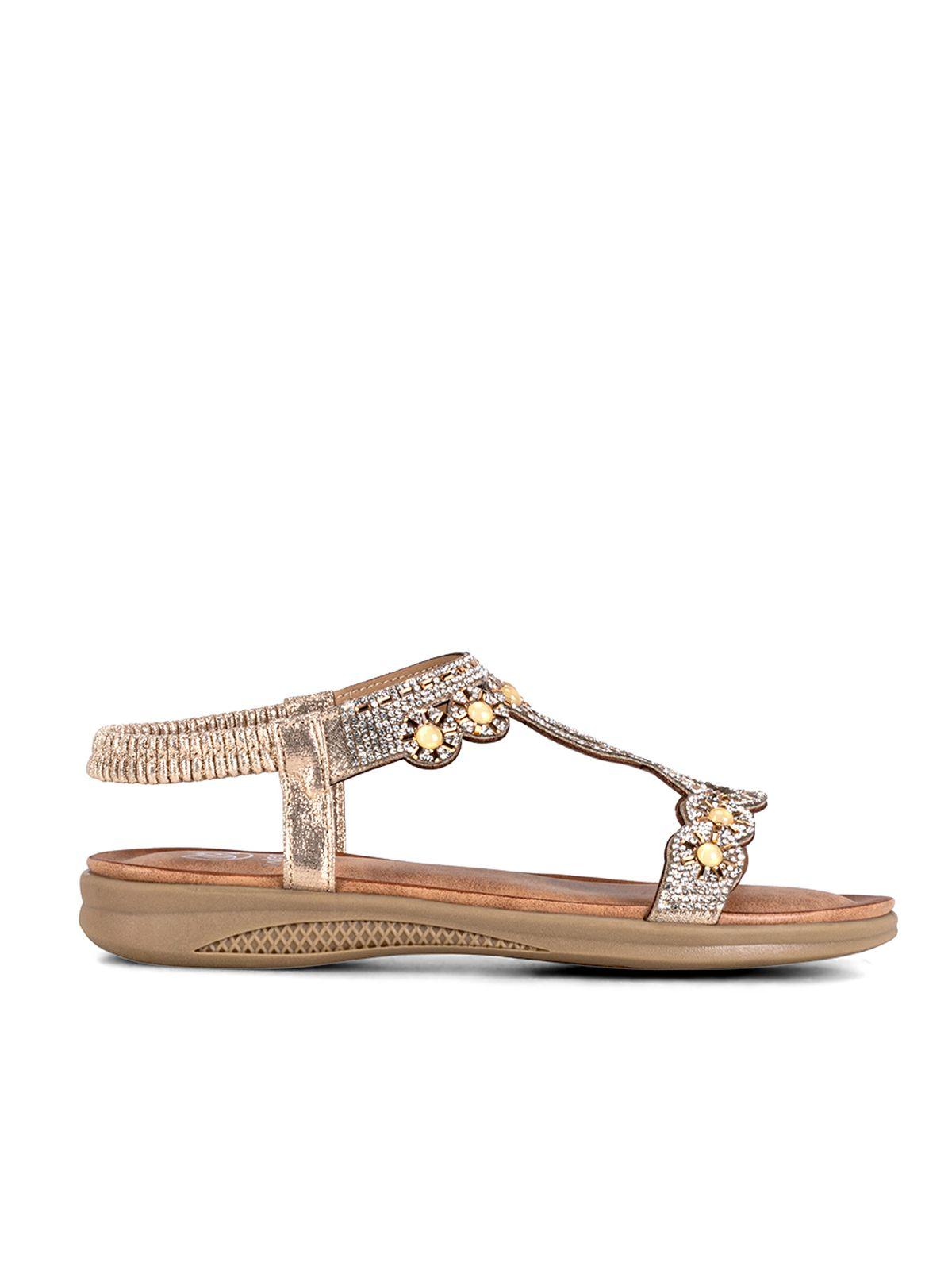 Sandalia Plana Dorado Casual JS53 Weide-1