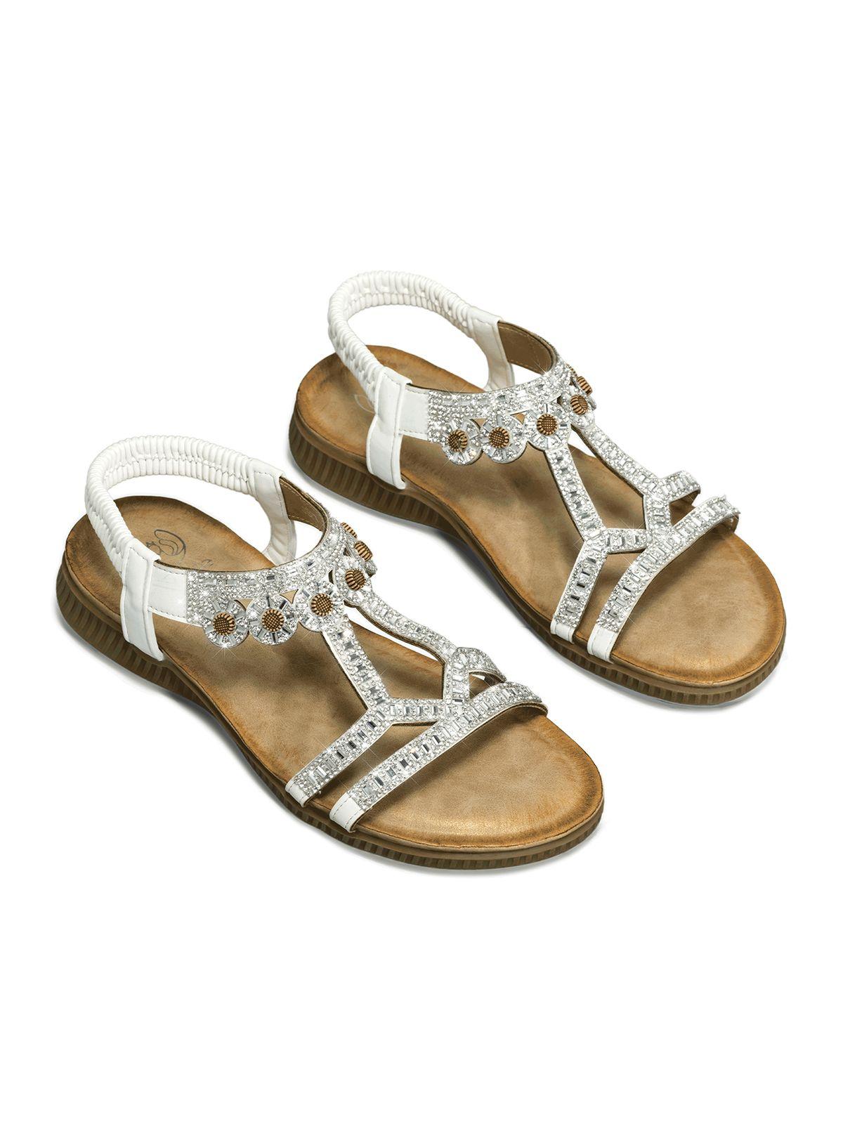 Sandalia Plana Comfort Pedrería Mujer  Weide Js77-2