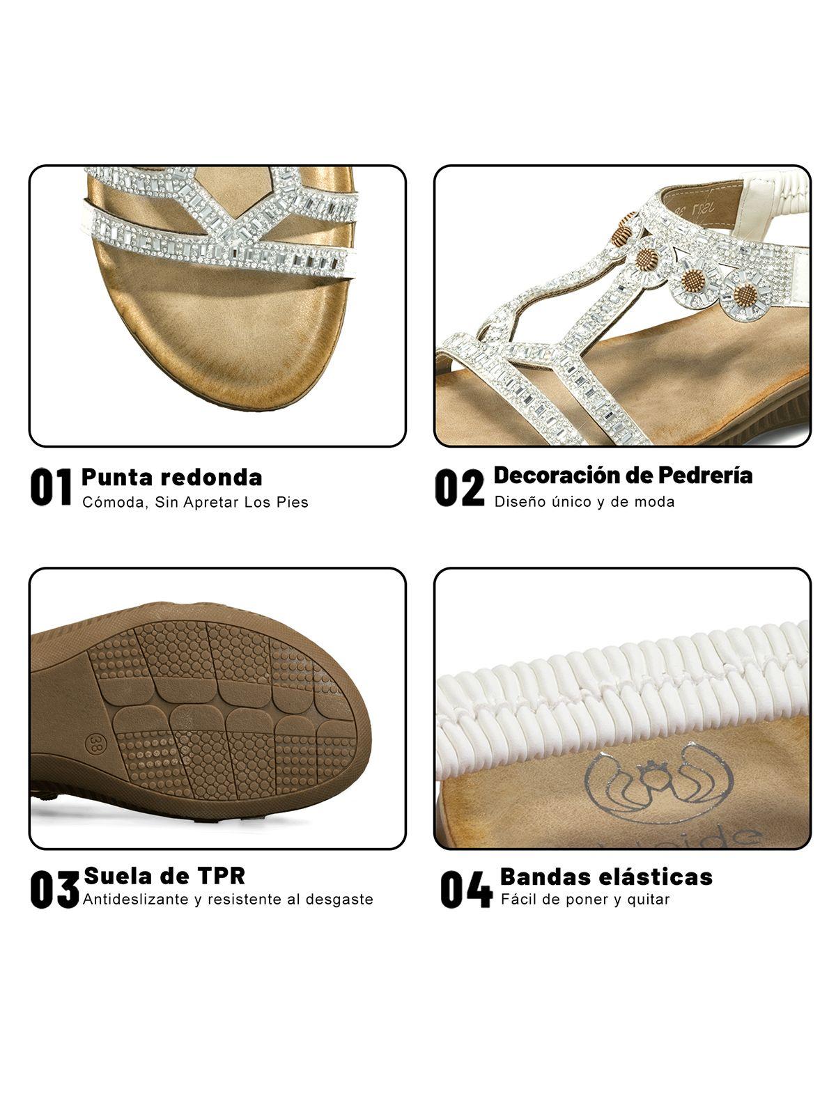 Sandalia Plana Comfort Pedrería Mujer  Weide Js77-5