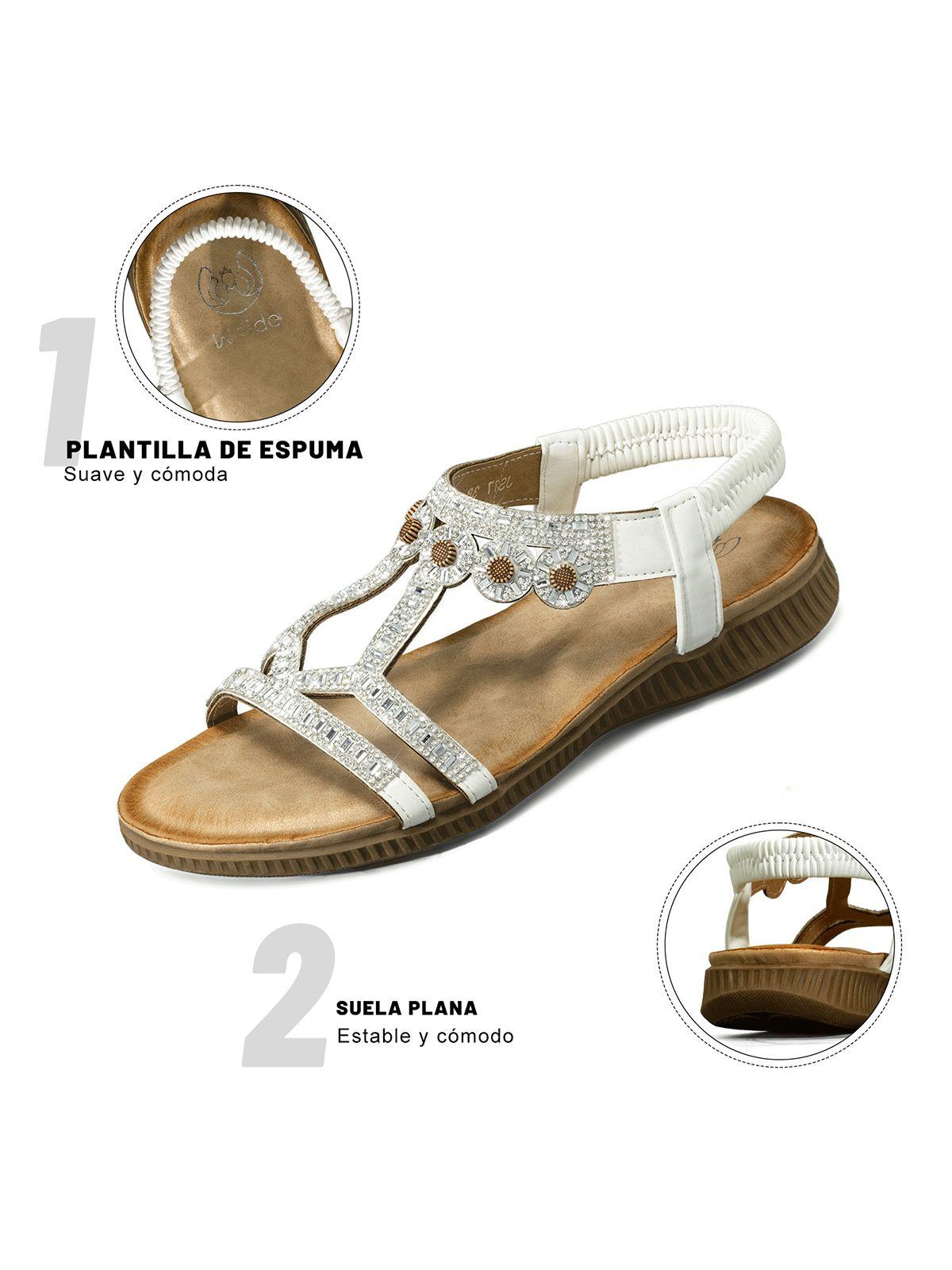 Sandalia Plana Comfort Pedrería Mujer  Weide Js77-6