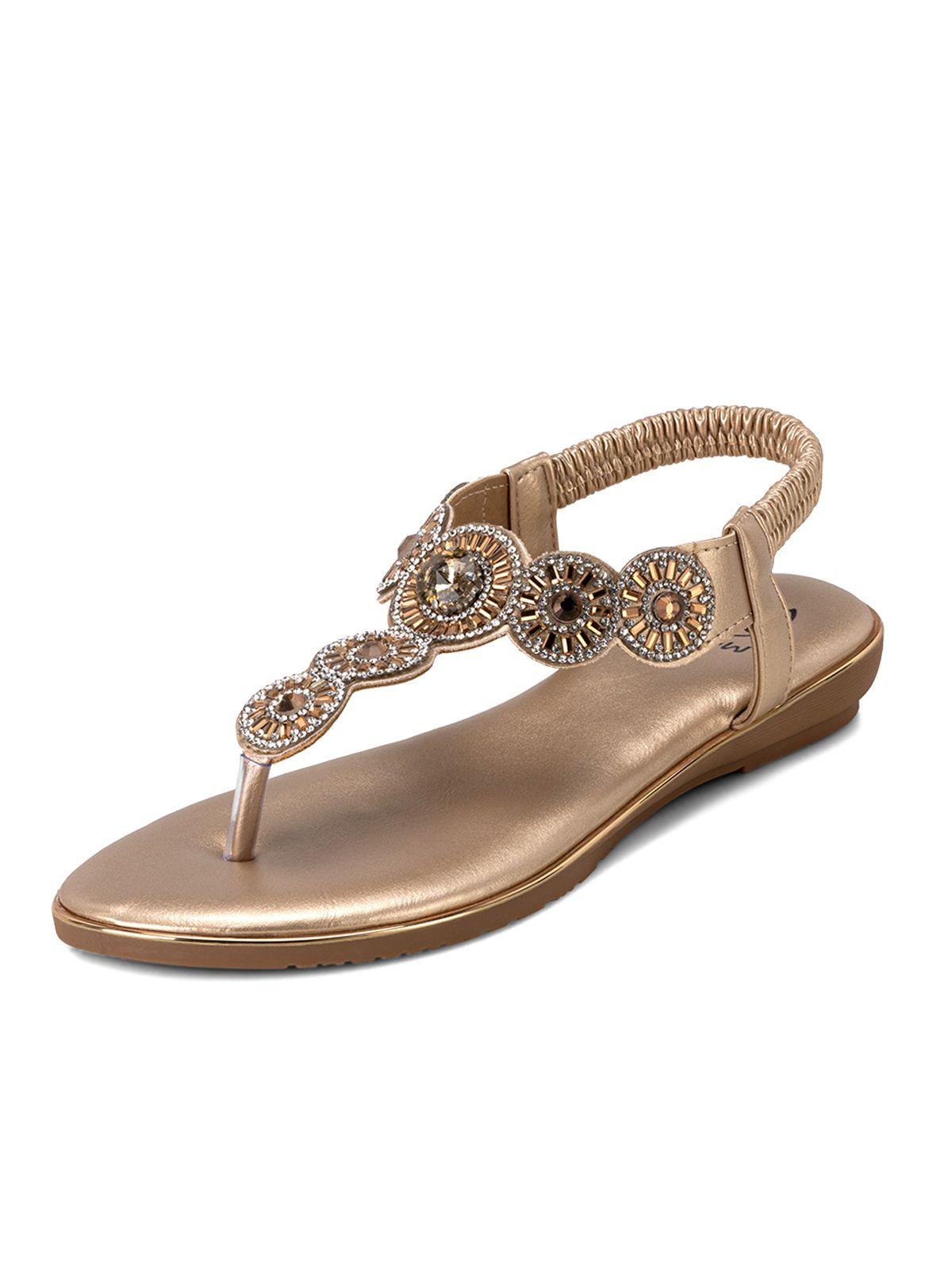 Sandalia Plana Dorado Casual JS57 Weide-0