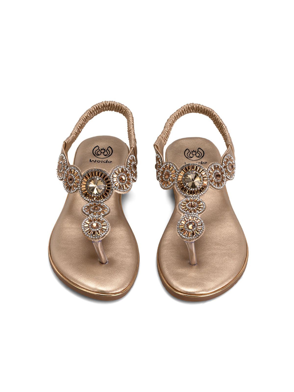 Sandalia Plana Dorado Casual JS57 Weide-2