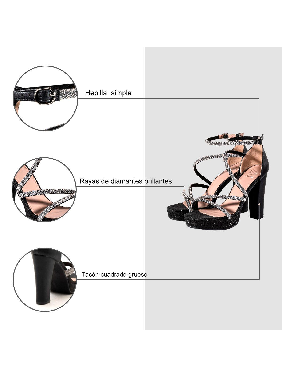 Sandalia Taco Alto Negro Fiesta QIU332 Weide-5