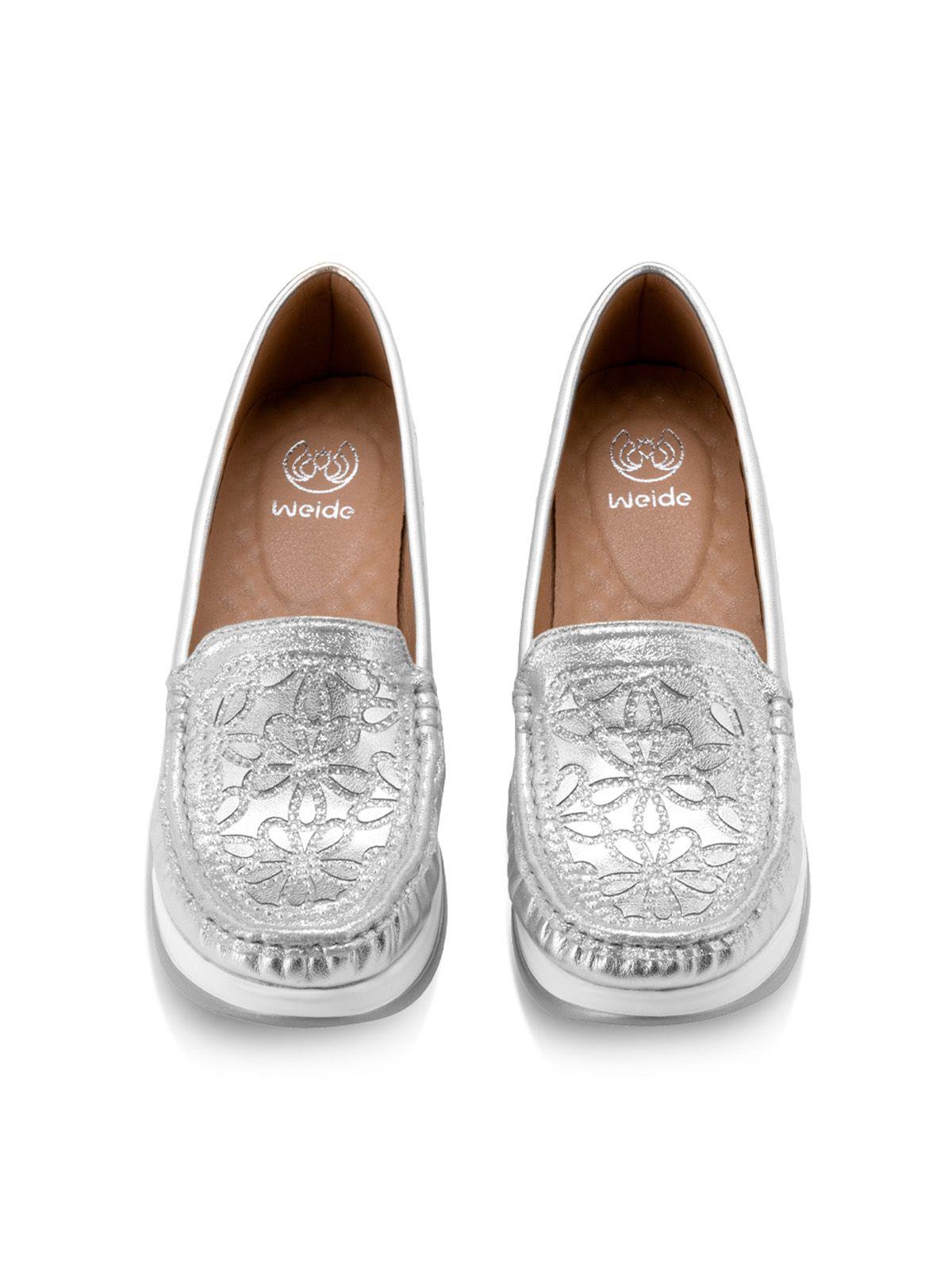 Mocasín Plataforma Plateado Casual GH89 Weide-1
