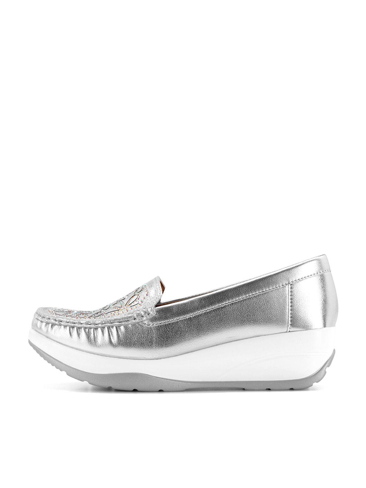 Mocasín Plataforma Plateado Casual GH89 Weide-2