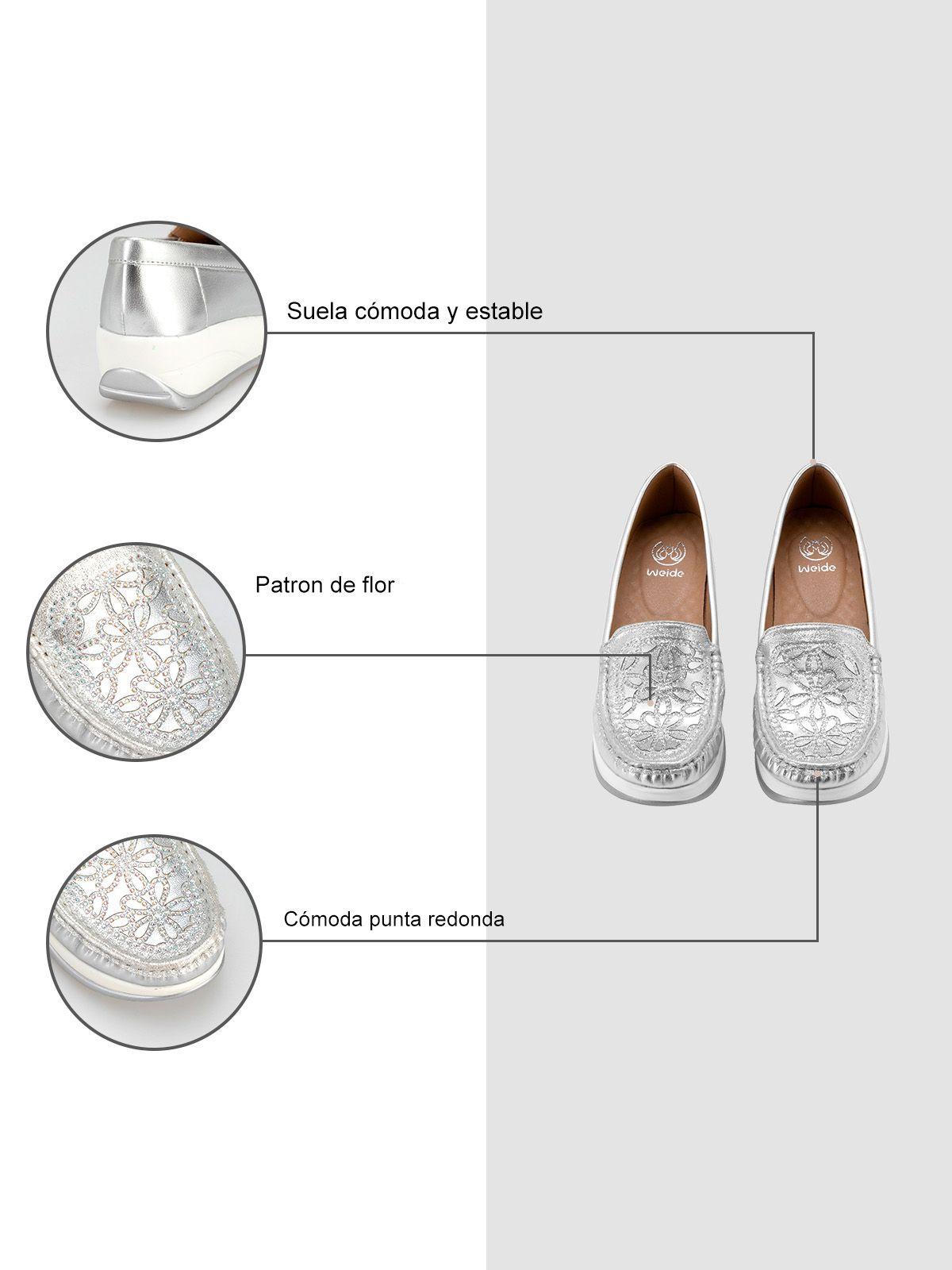 Mocasín Plataforma Plateado Casual GH89 Weide-4